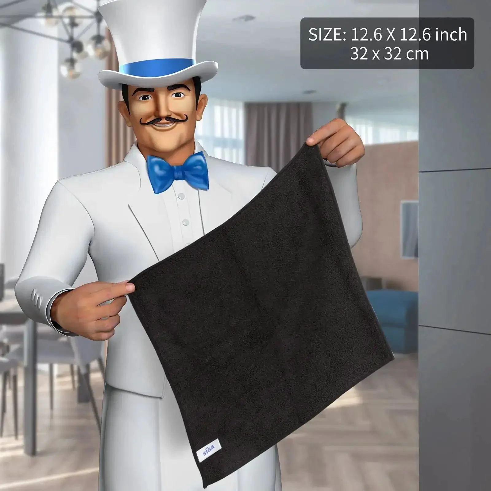 All Purpose Microfiber Cleaning Cloths Pack Of 12, Ultra Soft, Killer Streak Free And Scratch Free Rags, Absorbent Lint Free Towels For Windows, Kitchen, Cars, And More, 32 X 32 Cm, Black - Image 7