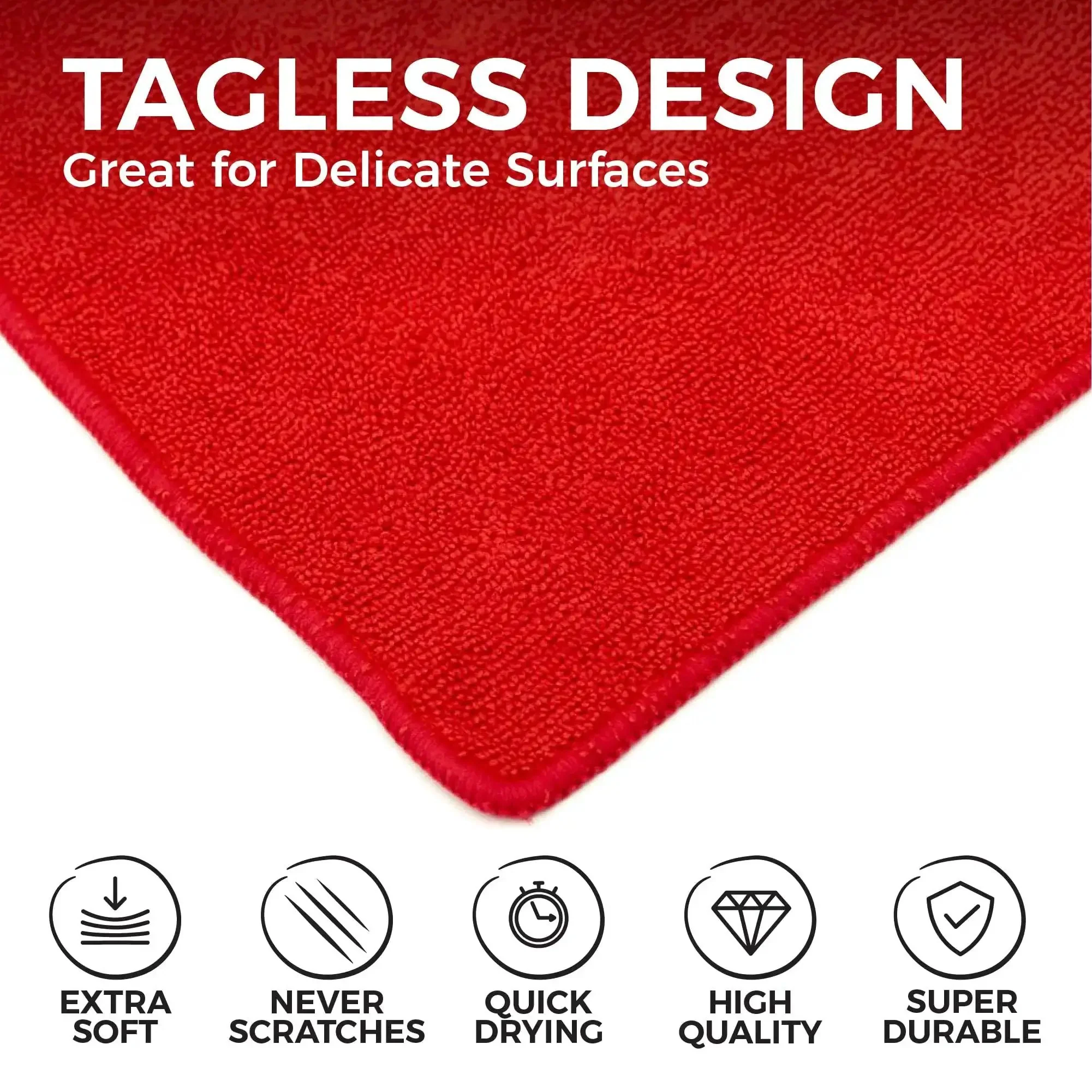 All-Purpose Microfiber Cleaning Towels Pack 12, 16x16 Inches, 300gsm, Highly Absorbent, Lint-Free and Streak-Free, Kitchen and Bath Workhorse, Pro-Grade, Red Grey Black - Image 10
