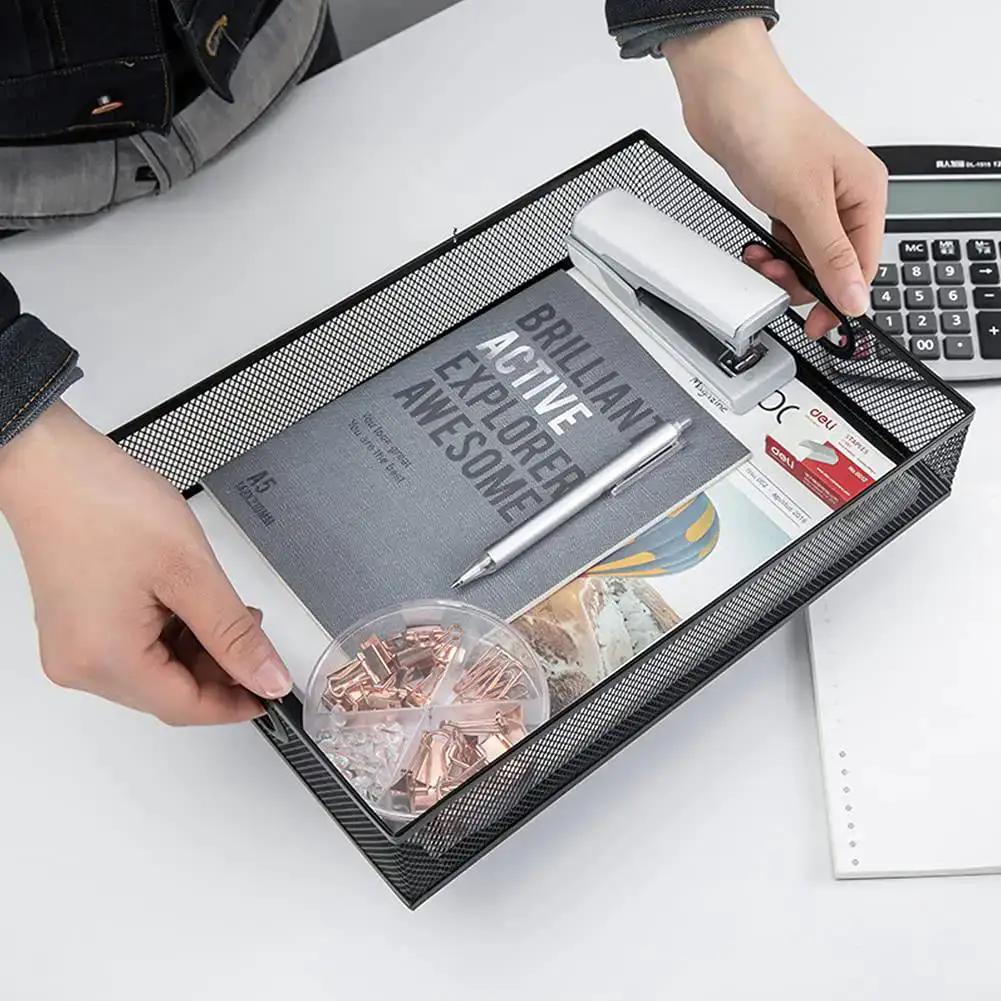 All Purpose No Fuss A4 Sized Metal Mesh Desk Drawer Organizer Tray Set For Office And Home Versatile Storage Box For Files Folders Books And Office Essentials 13 By 9 Inches - Image 6
