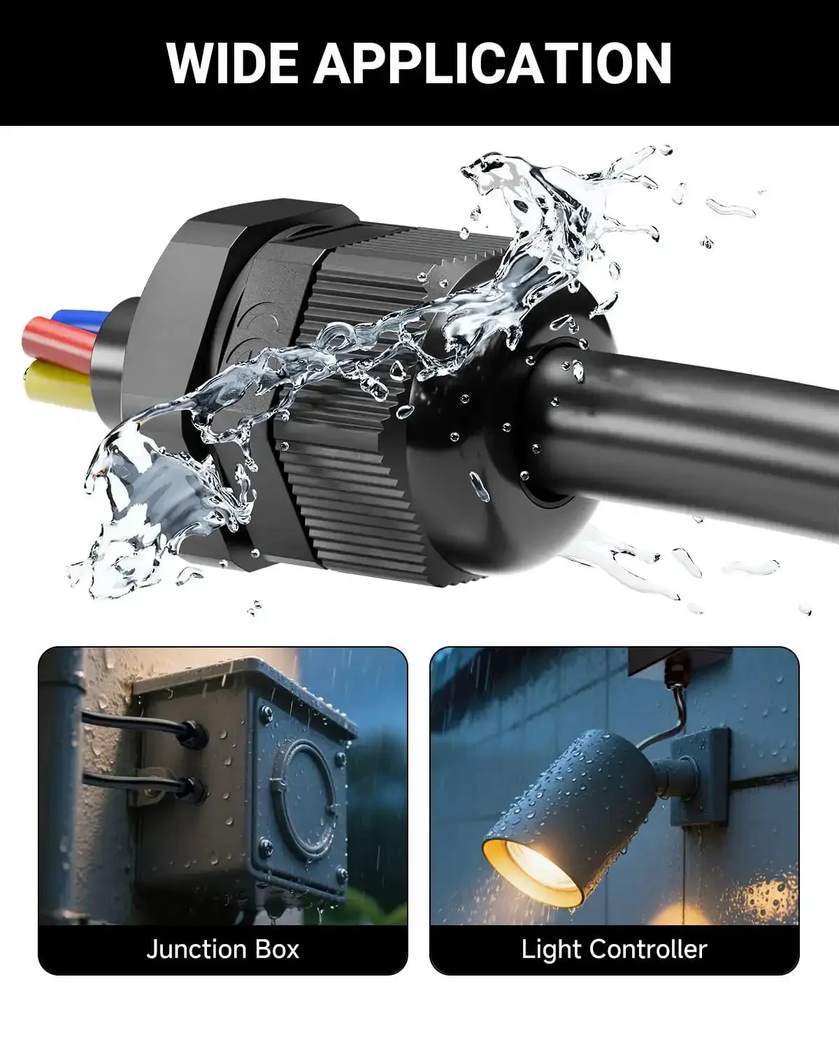All Purpose Nylon Waterproof Cable Gland Kit 50 Pcs IP68 With PG7 NPT One Quarter Inch One Half Inch Three Quarter Inch One Inch Threads Cord Grip PA66 Strain Relief Wire Grommets Black Perfect for Outdoor Industrial Marine Electrical Installations - Image 5
