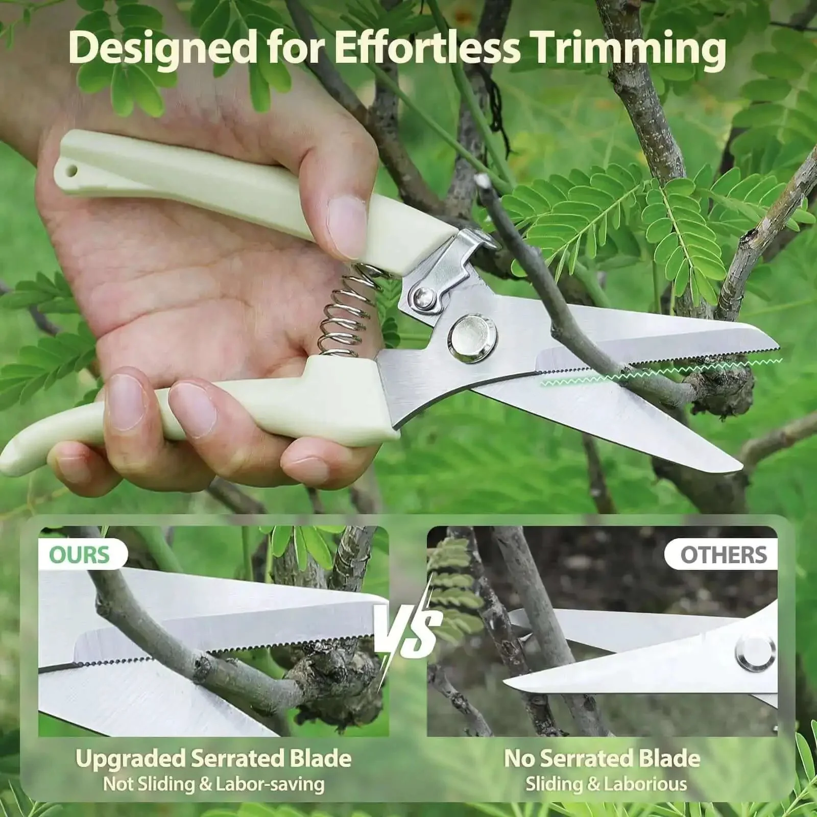 All Purpose Pruning Shears Set With Stainless Steel Blades, Boss Grade Sharp And Rustproof Garden Clippers, Bypass And Straight Blade, Easy To Use For Plants, Flowers, Fruits And Trees, Ergonomic Handle, Gift For Garden Lovers - Image 3