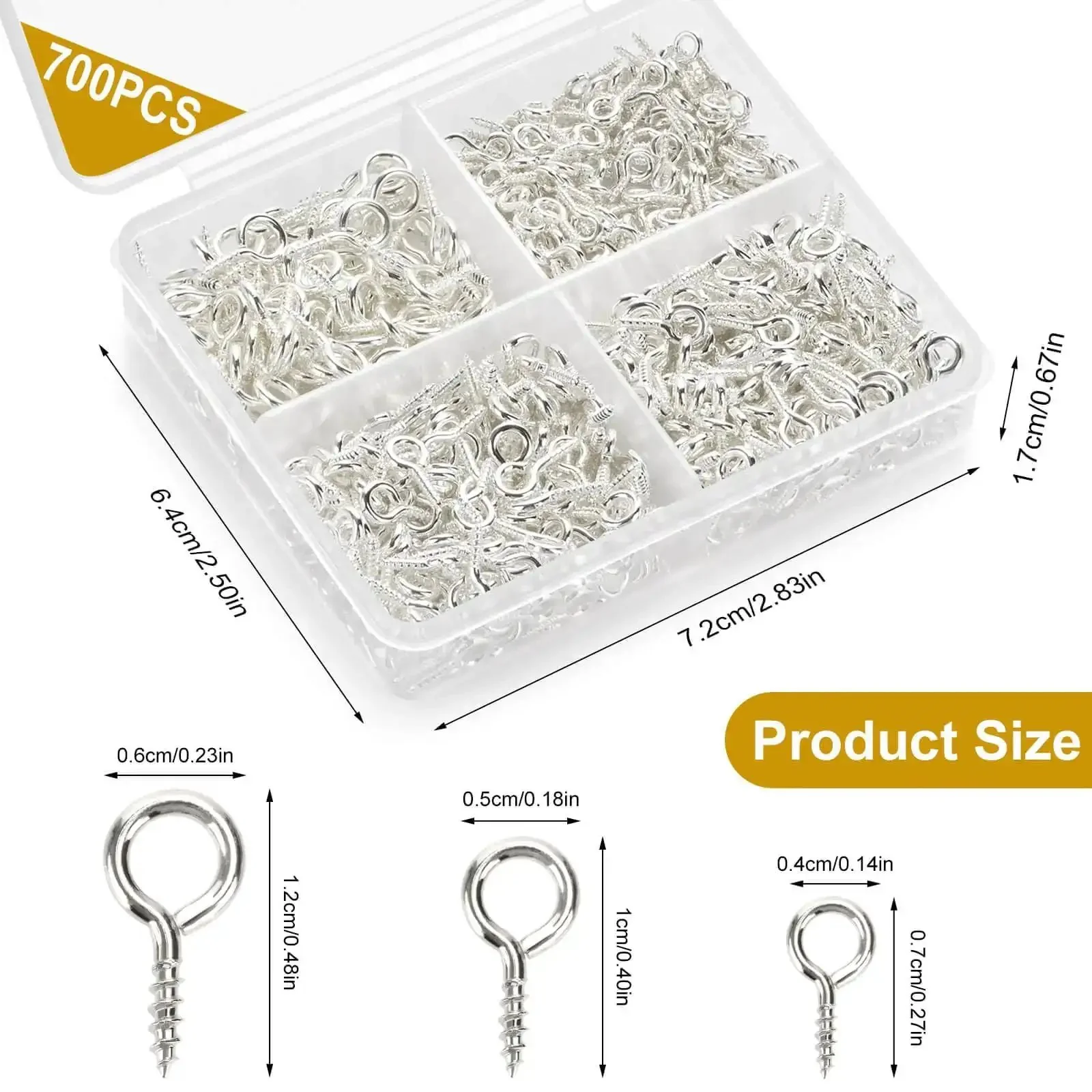 All Purpose Screw Eye Pins Set For Jewelry Making, 700Pcs, Includes Large, Medium, And Small Eye Pins In Silver, Three Sizes 8x4mm, Ideal For Beading, Crafting Tiaras, DIY Jewelry Projects And Art Supplies - Image 7