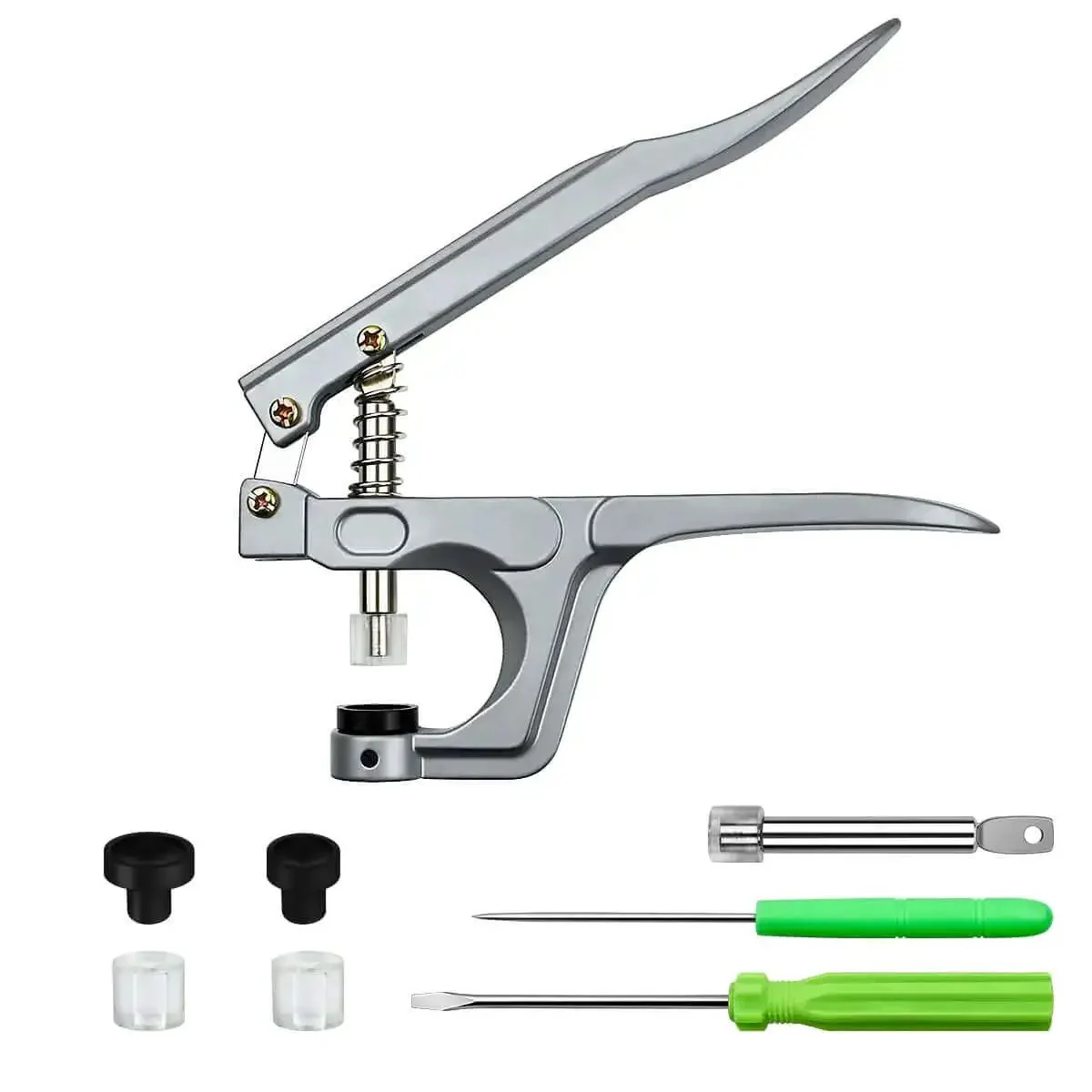 All Purpose Snap Pliers Kit For Crafts And Clothing, Handy No Sew Button Fastener Press Attacher, Easy Snap Fastener Tool Set For T3 T5 T8 Snaps, Includes Pliers, Bases, Rod, Awl, Screwdriver, And Spare Rubber