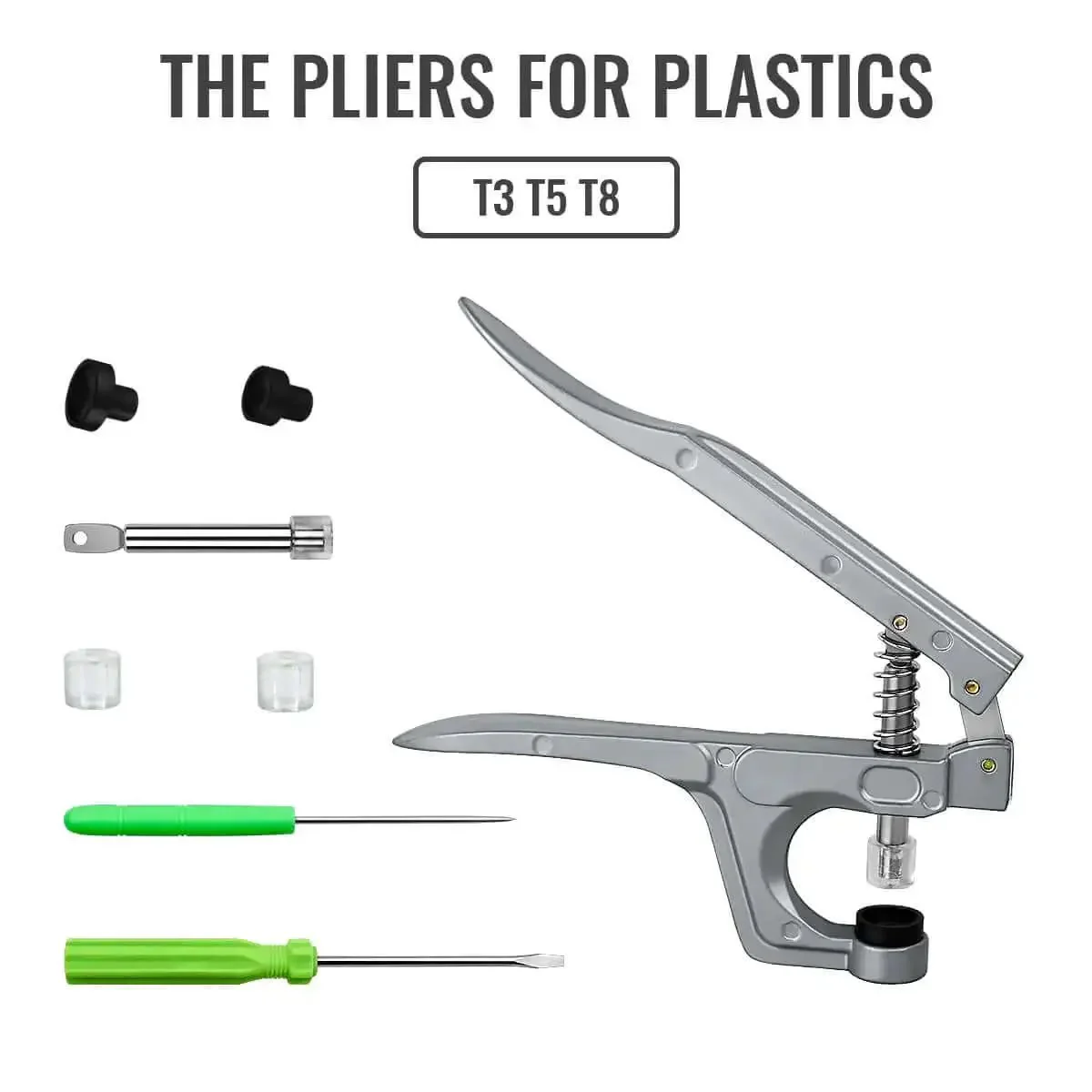 All Purpose Snap Pliers Kit For Crafts And Clothing, Handy No Sew Button Fastener Press Attacher, Easy Snap Fastener Tool Set For T3 T5 T8 Snaps, Includes Pliers, Bases, Rod, Awl, Screwdriver, And Spare Rubber - Image 6