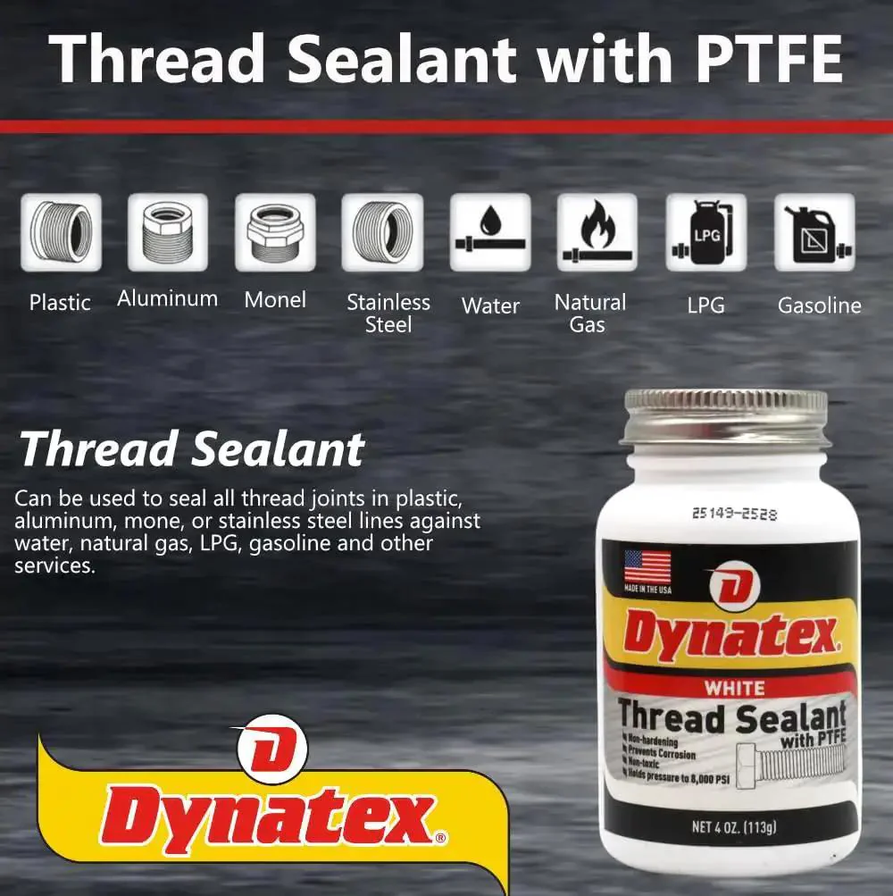 All Purpose Thread Sealant With PTFE For Threads Minus 65 To 300 Degrees Fahrenheit 4 Oz Brush Top Bottle White No Mess Non Toxic Strong Seal Up To Ten Thousand PSI - Image 8