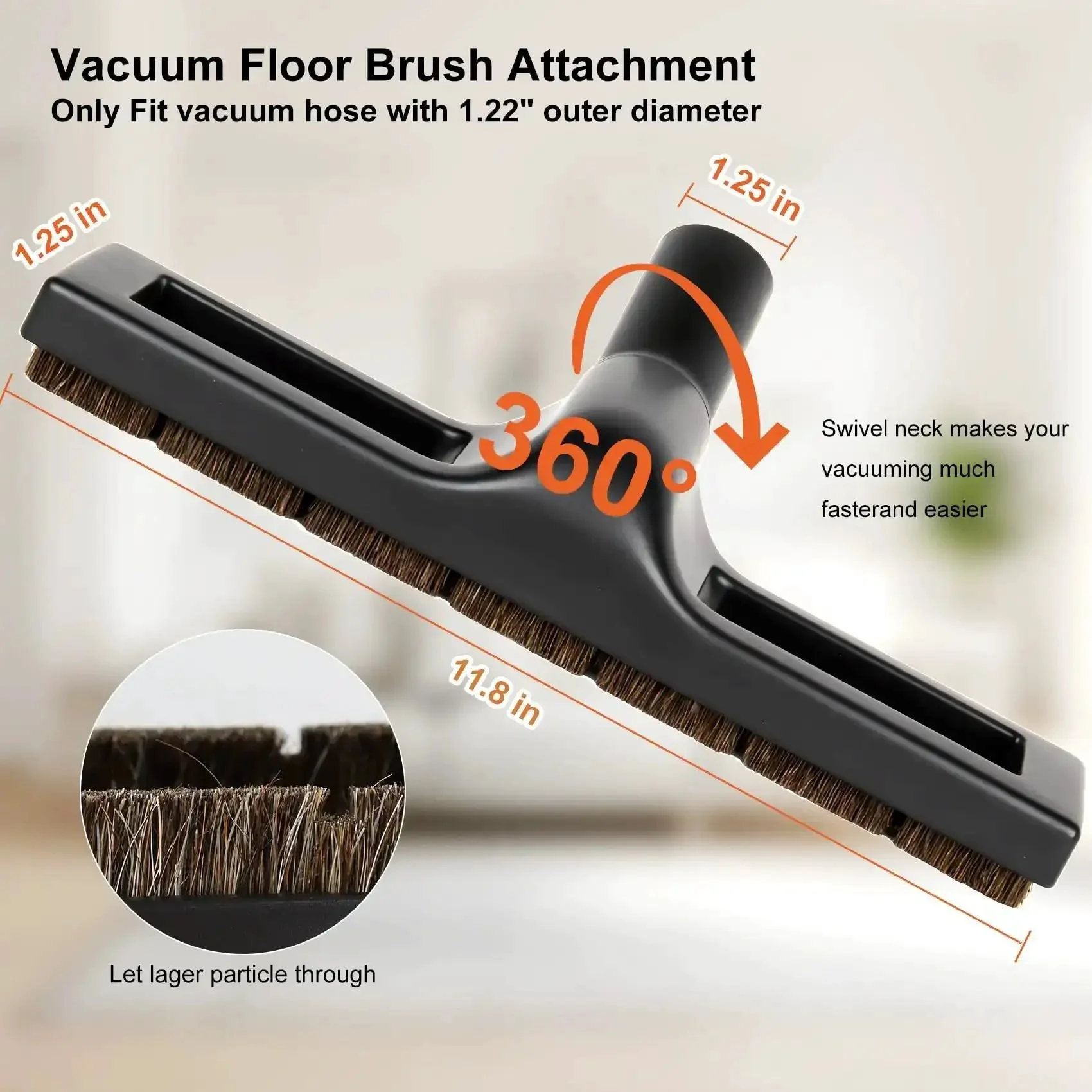All Purpose Universal 14 Piece Vacuum Attachment Kit For Wet And Dry Vacuums With Extension Wands And Hose Adapters Includes Crevice Nozzles Upholstery Brush Horsehair Dusting Brush And 32 Inch Rotating Floor Brush - Image 6