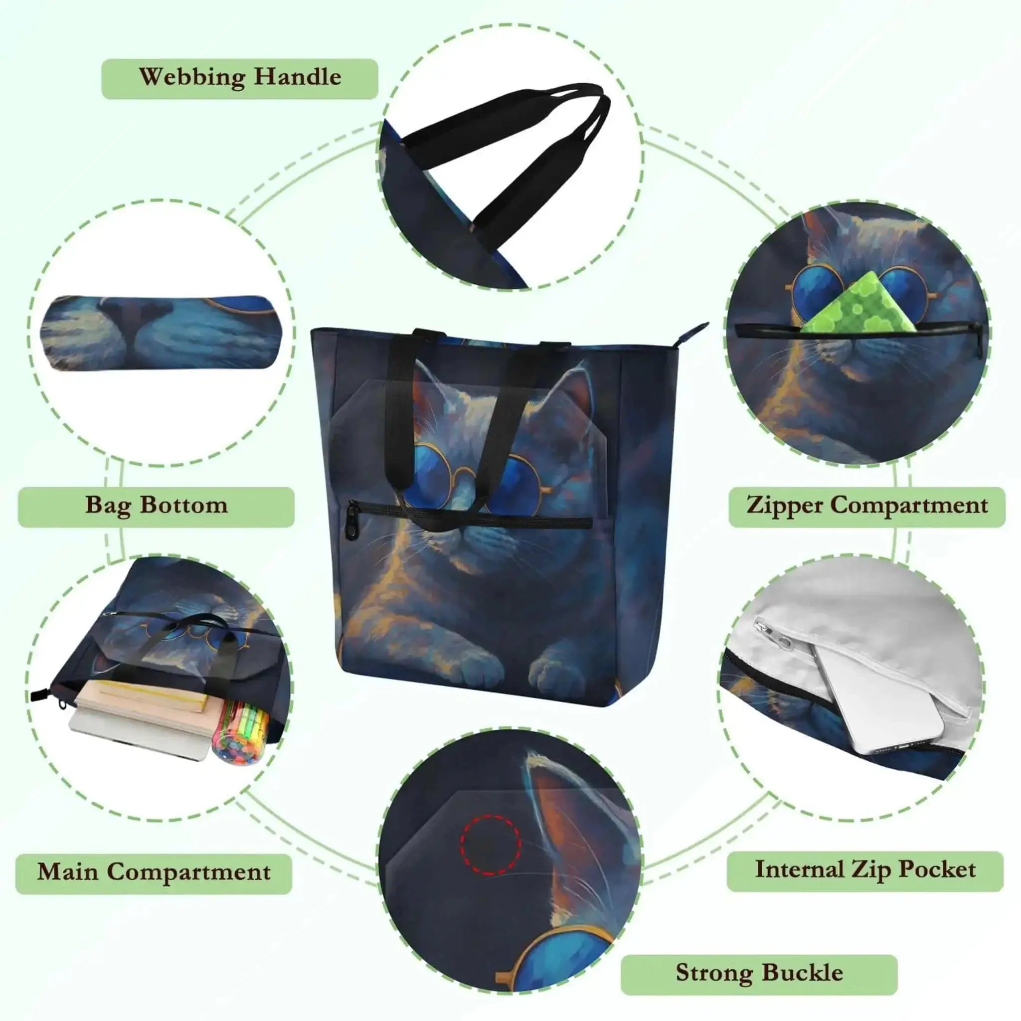 All Weather Nylon Tote Bag For Women Water Repellent Everyday School Nurse Work Tote With Reinforced Straps Crossbody Or Shoulder Carry Spacious Book Lover Gift Durable Office Handbag - Image 2
