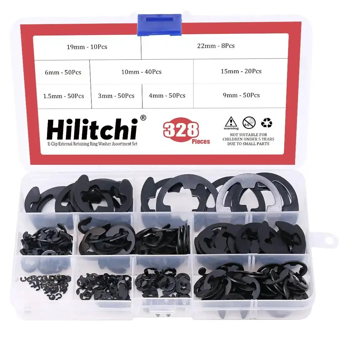 Alloy Steel External E Clip Retaining Ring Set 328 Piece Kit With 14 Sizes From 1.5mm To 15mm For Automotive Machinery And DIY Projects Durable Corrosion Resistant High Temperature Performance - Image 4