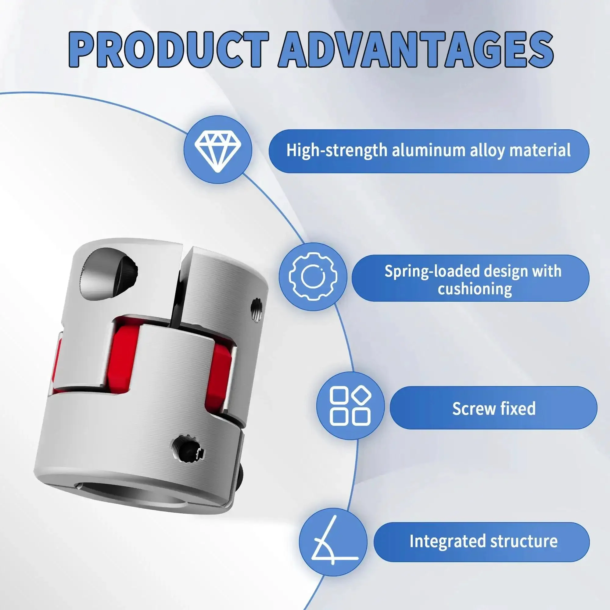 Aluminum Alloy Plum Flexible Shaft Coupling For CNC Servo Motors, Zero Backlash Spider Coupler, 8Mm To 16Mm Bore, 30Mm Diameter, 35Mm Length, Oil Resistant And Electrically Insulating, Vibration Dampening Elastomer Layer, Easy Clamp Install, 12.5 Nm - Image 6