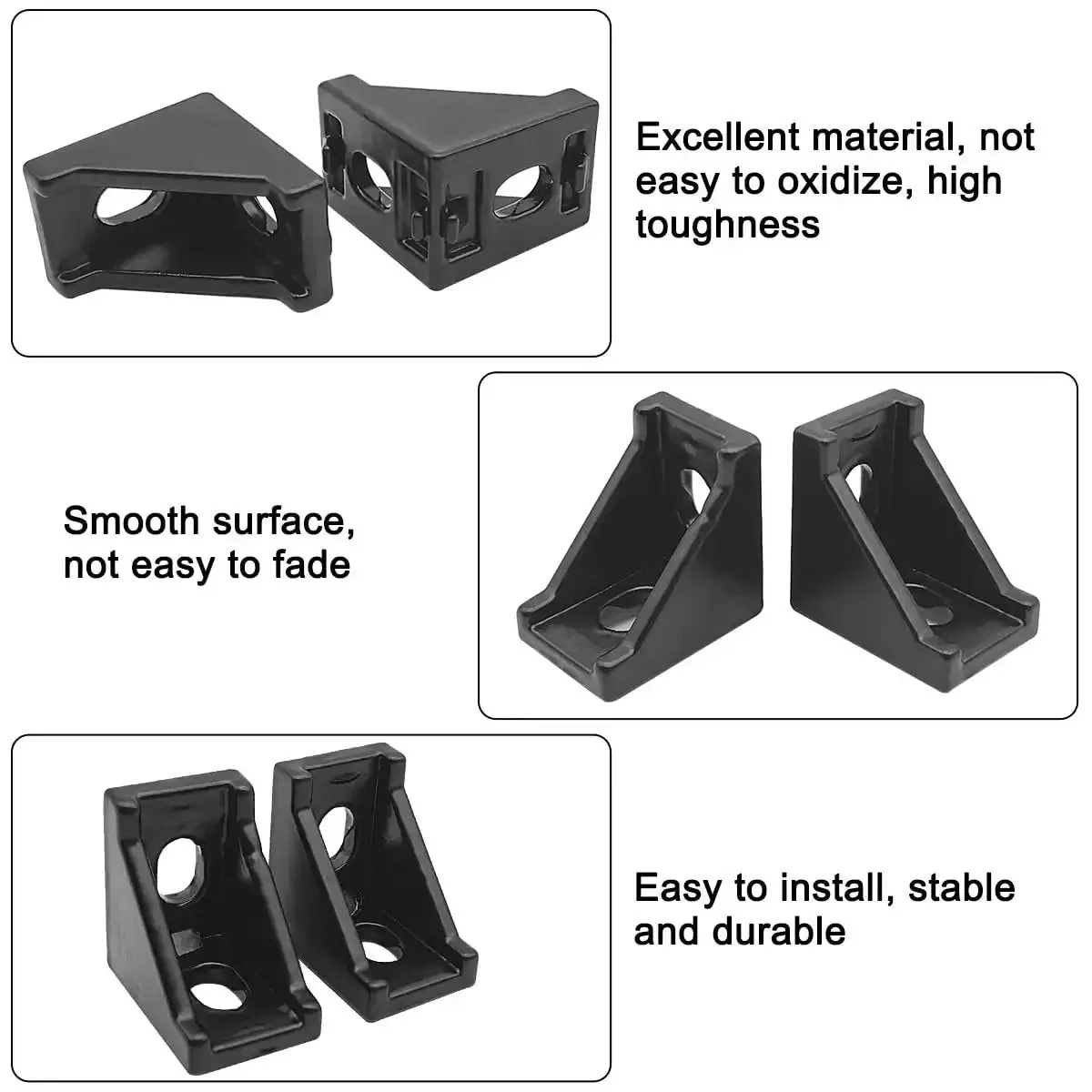Aluminum Extrusion Corner Brackets Kit For 20S Rails 20x28x28mm L Shaped Brackets With 40 M5 T Slot Nuts And M5x8mm Hex Bolts 2020 Series Heavy Duty DIY Frame Accessories For Tough Built To Last Aluminum Profiles - Image 5