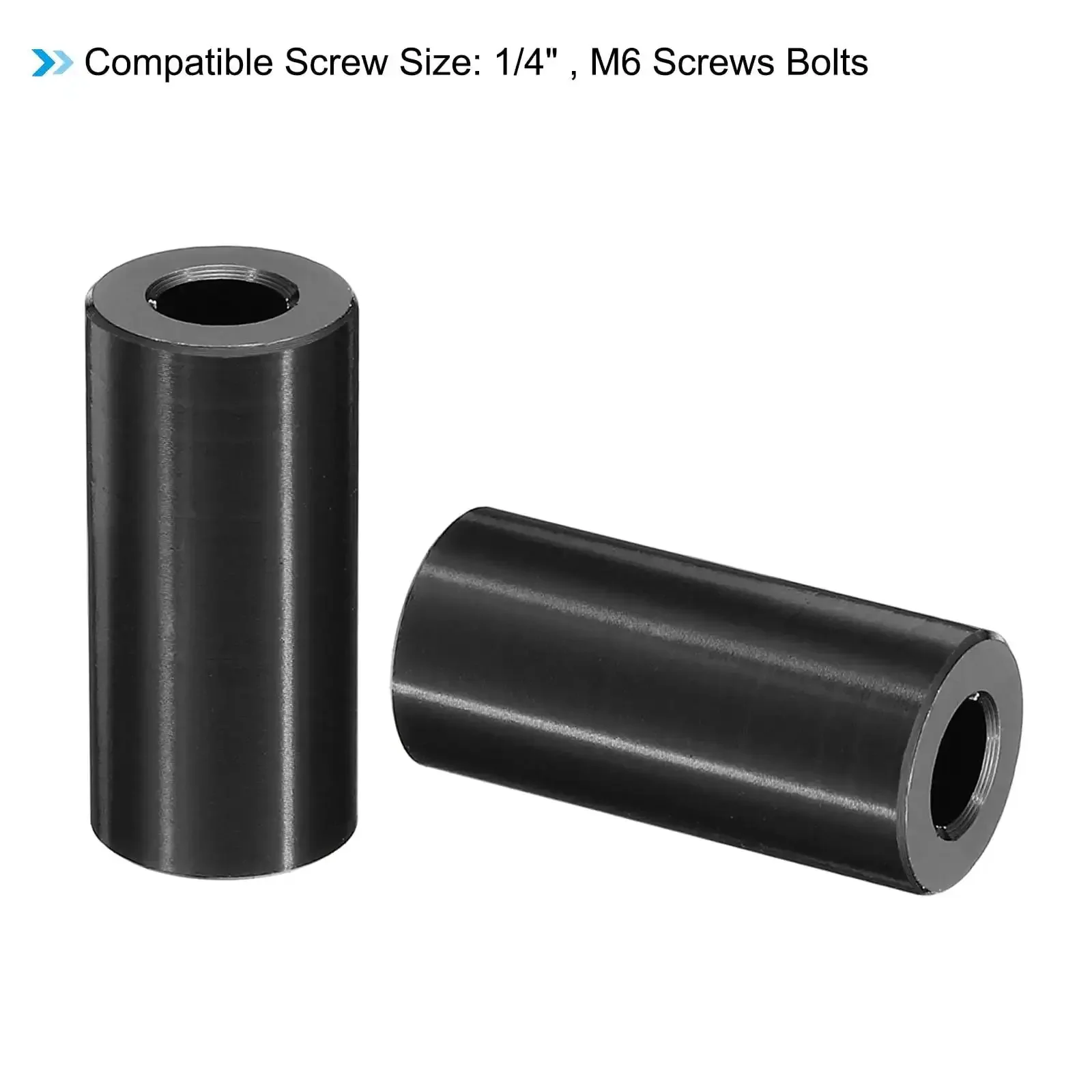 Aluminum M6 Spacers Set Of Five, Round Standoffs With One Half Inch Outer Diameter And One Inch Length, Fits One Quarter Inch Or M6 Bolts, Heavy Duty Durable Corrosion Resistant Metal For Car, Bike, Machinery, And DIY Projects - Image 3