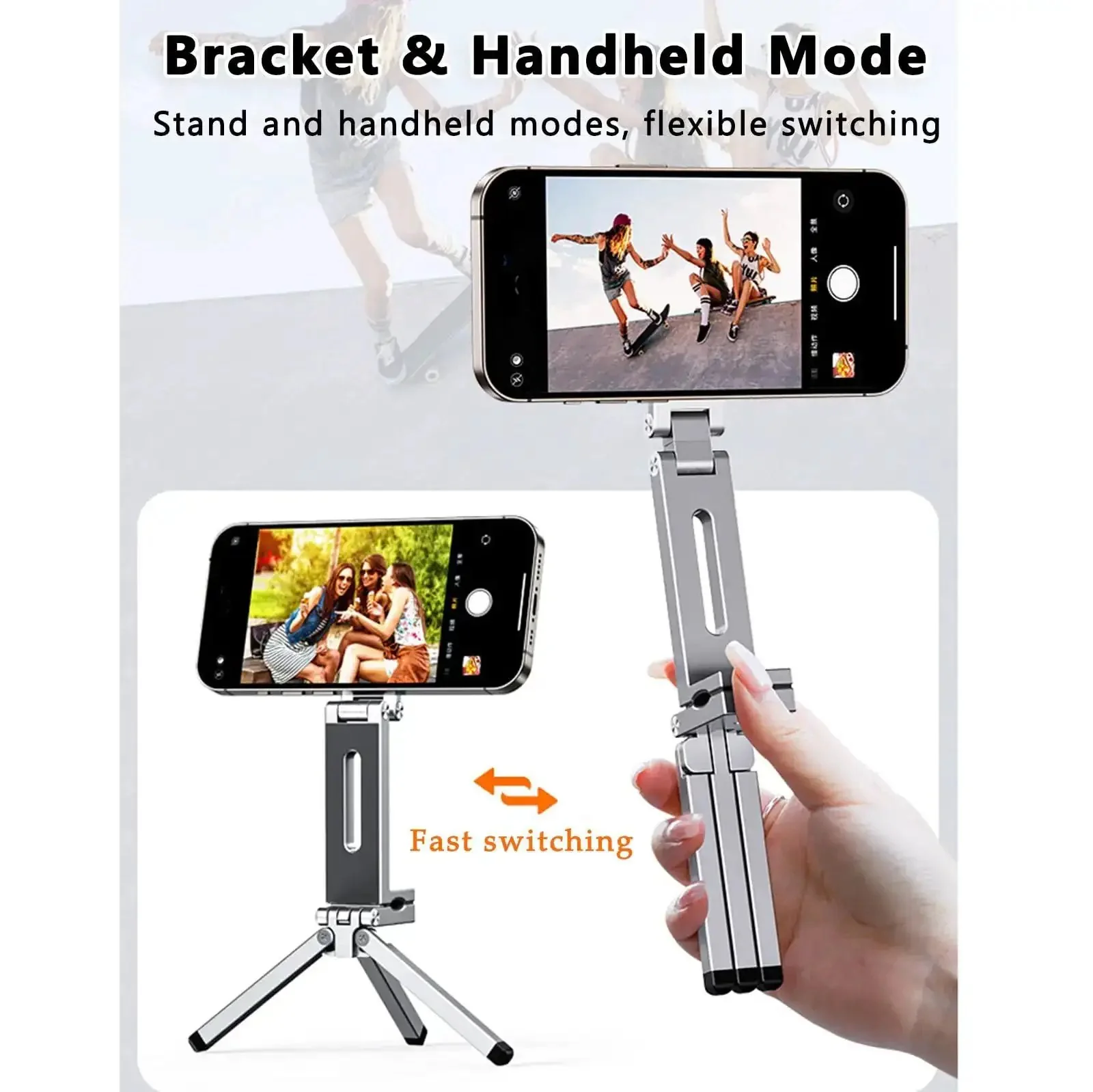 Aluminum Magnetic Phone Tripod For iPhone 12 Through 16 Pro Max Series, Mini Folding Stand With 360-Degree Adjustable Clip, MagSafe Compatible, Works With MagSafes, One Fourth Inch Screw Mount, Great For Photos And Videos - Image 8