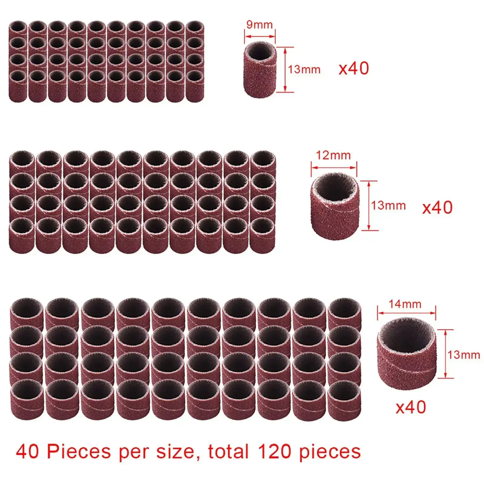 Aluminum Oxide Sanding Drum Set Kit With Free Box 132 Piece Pack Including 120 Sanding Sleeves In 3 Diameters And 12 Shank Drums For Dremel Rotary Tools DIY Friendly For Wood Metal Fiberglass Finishing - Image 4