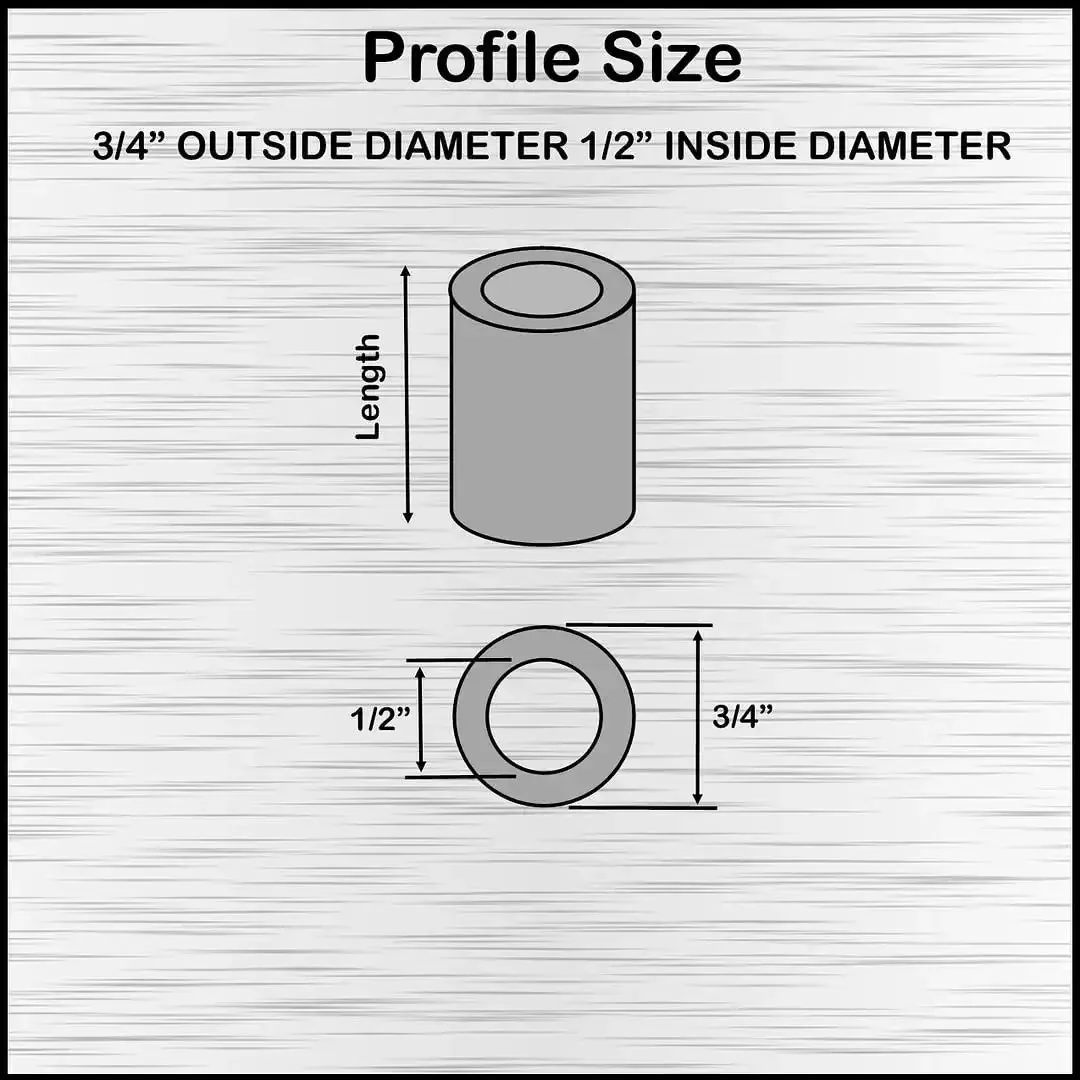 Aluminum Spacer 3/4 In Outer Diameter, 1/2 In Inner Diameter, Round Unthreaded Standoff Bushing, Plain Finish, Choose Length, Fits 1/2 In Bolts Or M12, 5 Pack - Image 6