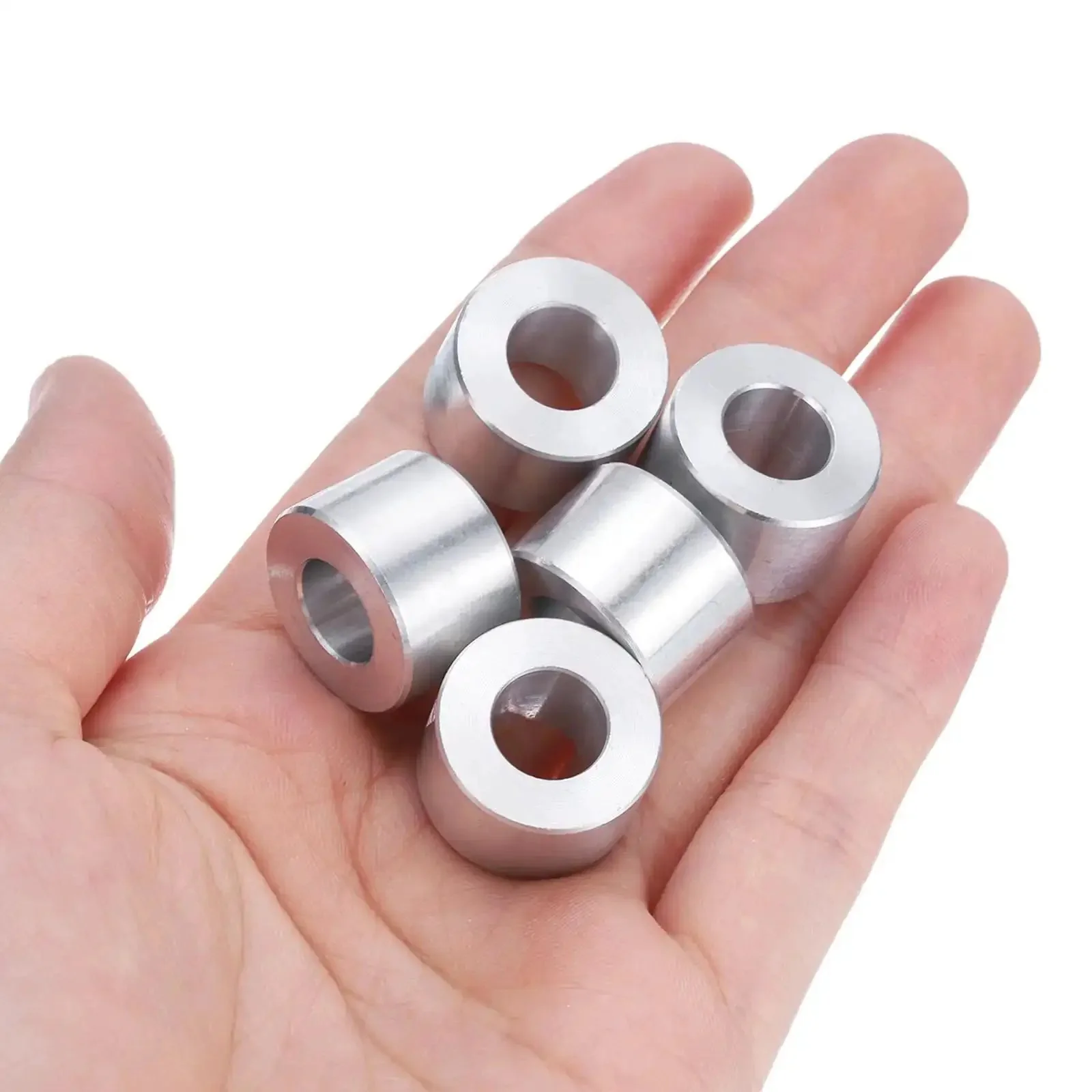 Aluminum Spacer 5 Piece Set With 3/8 Inch Bore, 3/4 Inch Outer Diameter, 1/2 Inch Length Standoff Bushing For 3/8 Inch Screws, Bolts, And Rods, Plain Finish Round Metal Spacer, Built To Last DIY Hardware - Image 3