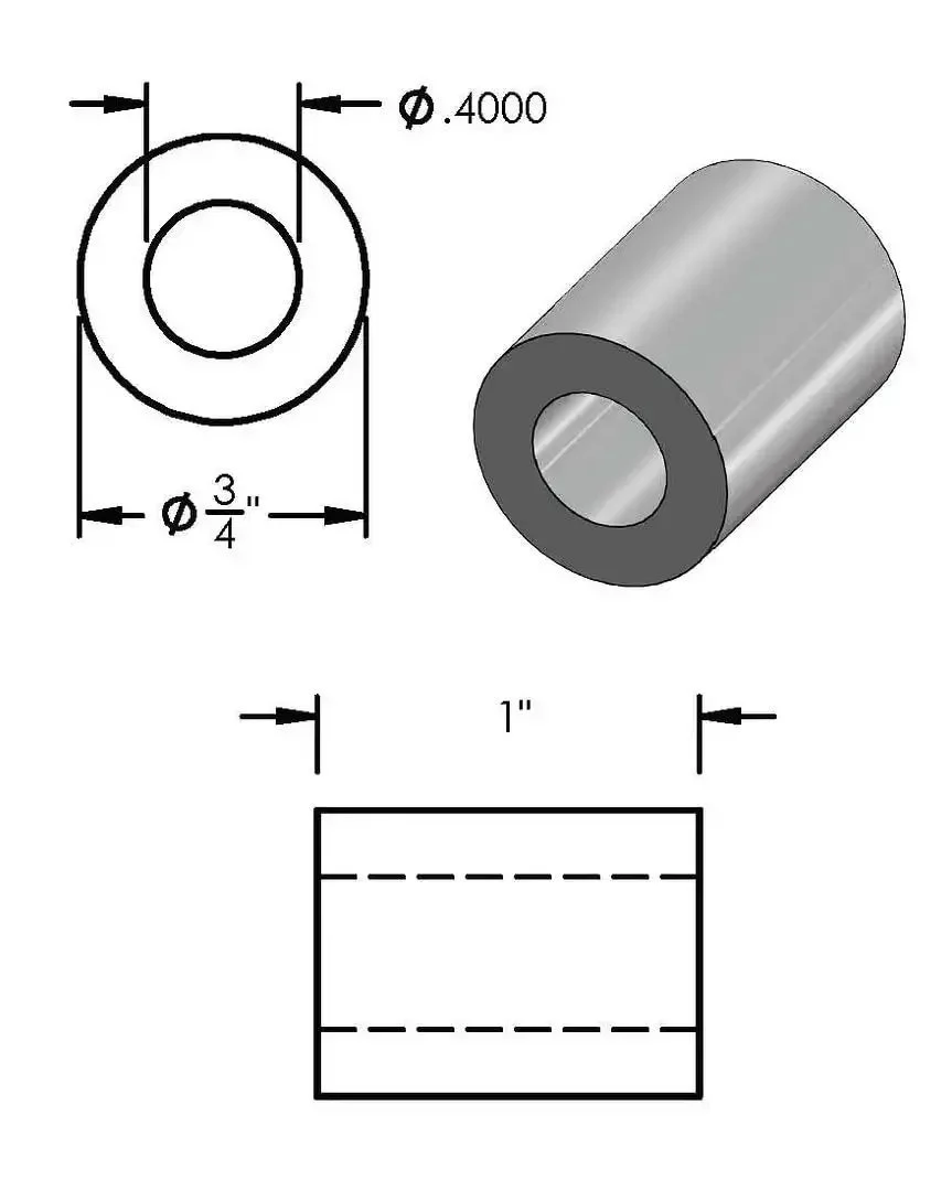 Aluminum Spacer Three Quarters Inch OD Three Eighths Inch ID Choose Your Length Unthreaded Round Standoff Bushing Plain Finish Fits Three Eighths Inch Bolts Or M10 6061 Aluminum Alloy Pack Of Ten - Image 8