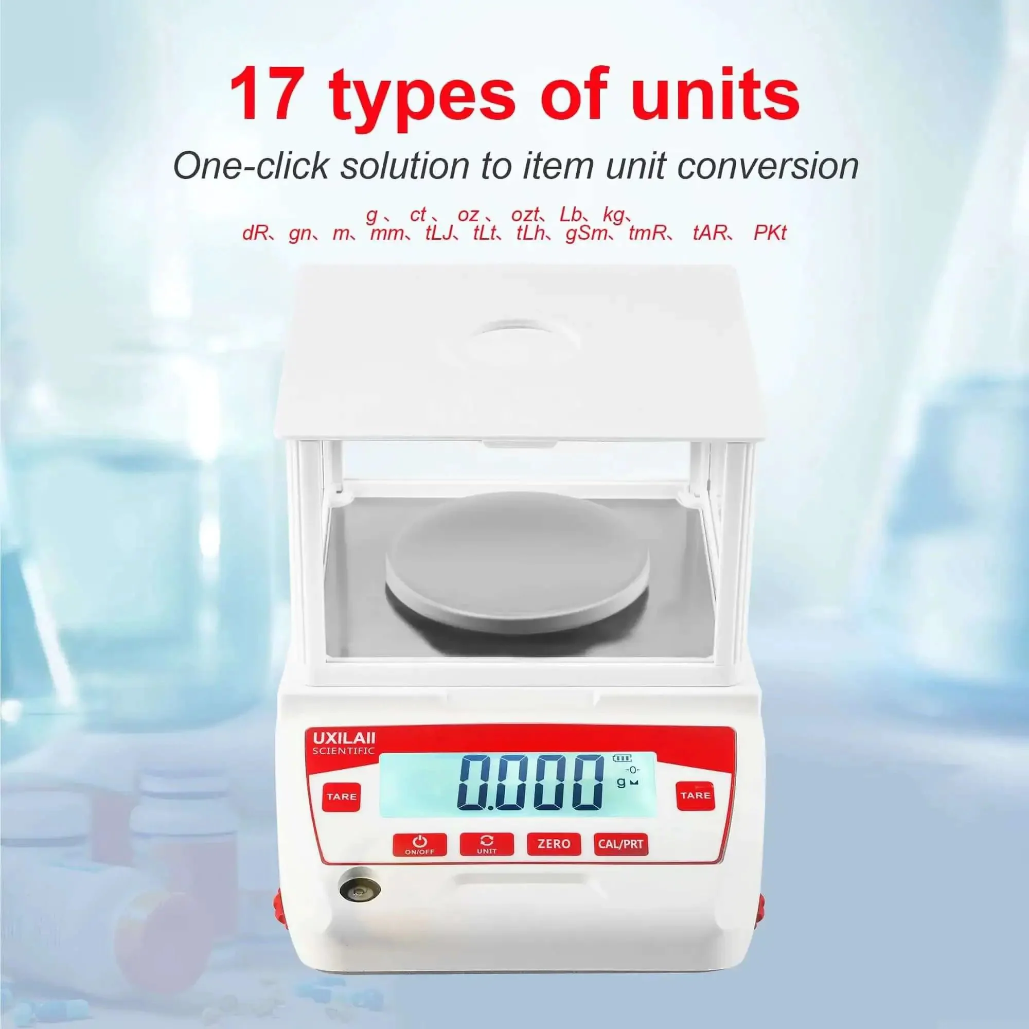 Analytical Balance 100g x 0.001g Precision Lab Scale With RS232 LCD Display Windshield External Calibration Level Bubble Anti Slip Feet Fast Response Pro Grade For Chemistry Labs Schools And Research - Image 3