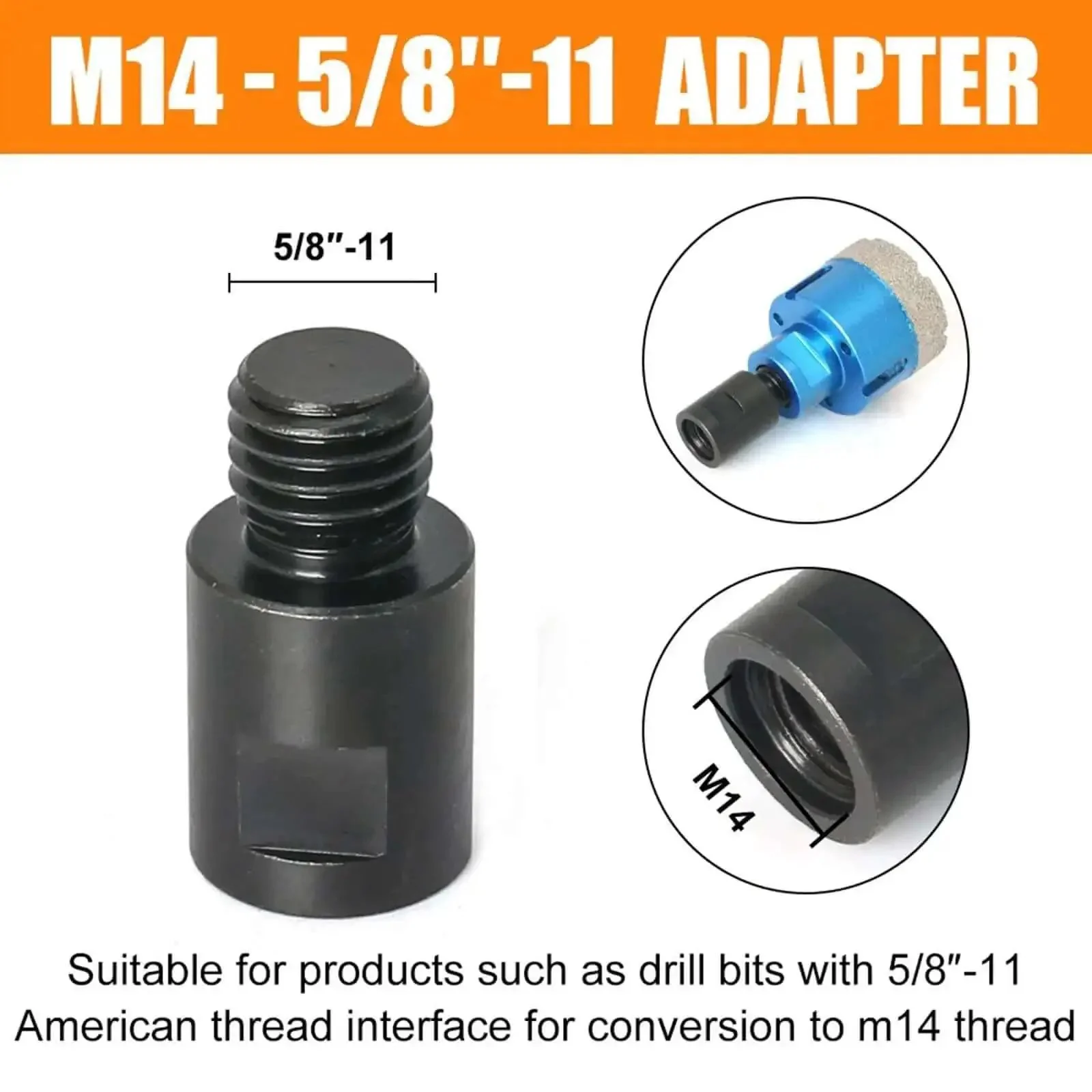Angle Grinder Adapter Kit For Polishing Pads And Discs, Beefy Steel Thread Converter, M14 To M10 Female, M10 To M14 Female, Or M14 To Five Eighths Inch Eleven Female, Professional Polisher Interface Connector - Image 4