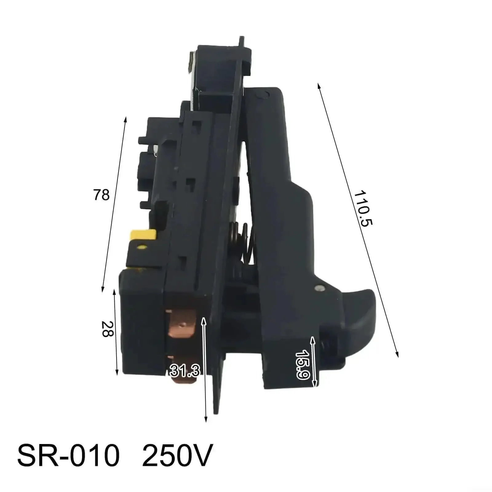 Angle Grinder Switch Replacement for GWS-20-180, 250V 12A Trigger Switch, On Off Button for Power Tool Replacement, Durable Grinder Repair Part for Cutting Machine and Polisher, Built Tough with Plastic and Metal Construction - Image 2