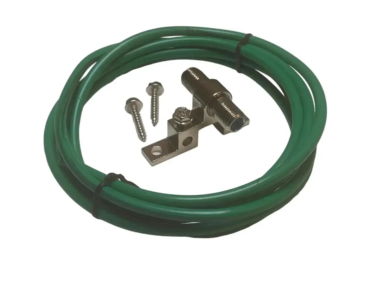 Antenna Grounding Kit With 10 AWG Solid Copper Wire 5ft And PPC Coax Ground Block For Indoor Outdoor Use UL Listed 600V 30A 90C Temperature Rating 194F Heavy Duty Pro Grade Electrical Grounding Solution