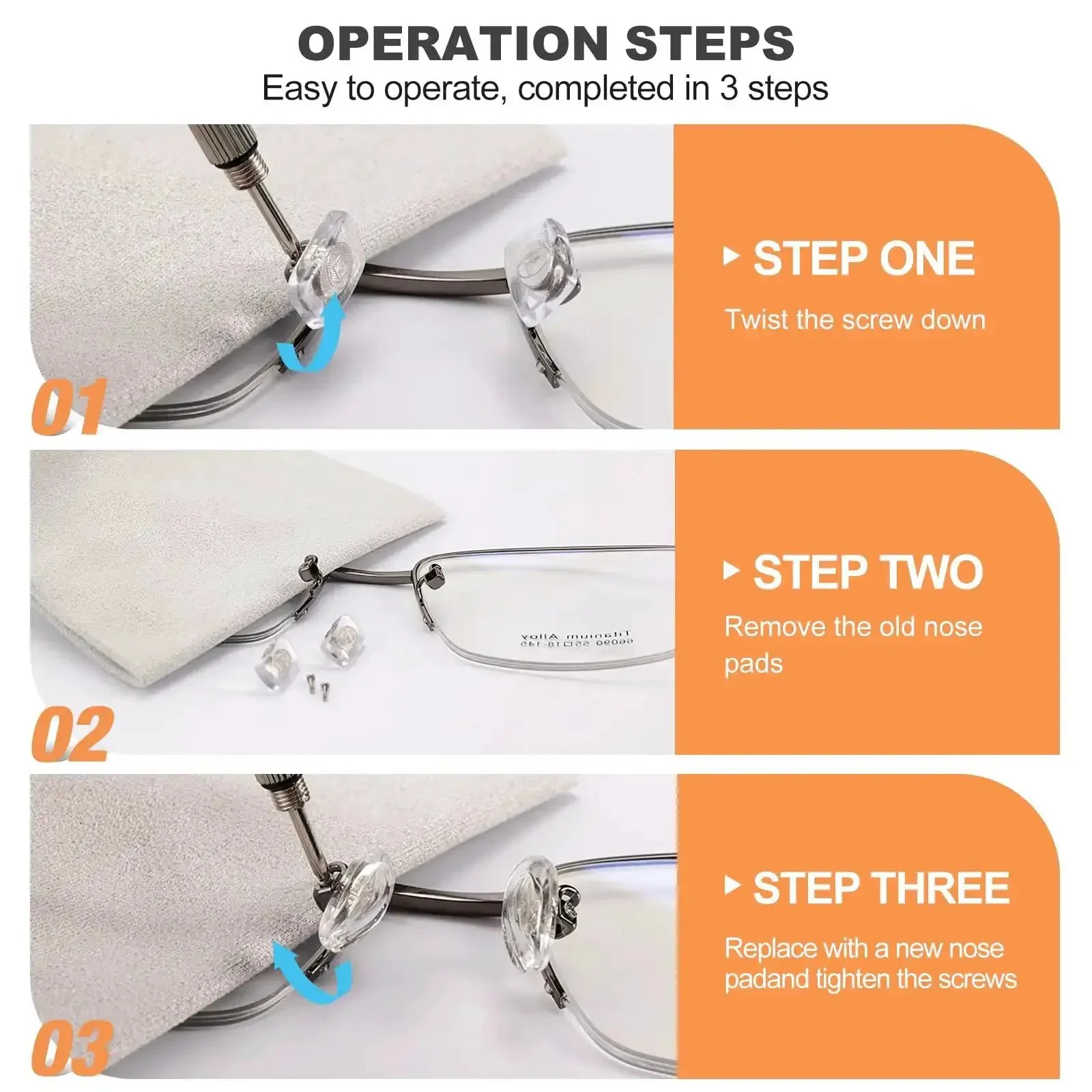 Anti Slip Silicone Nose Pads For Glasses 6 Pairs Screw In Kit With Small Screws And Mini Screwdriver Thick Cushioned Pads With Air Chamber For All Day Comfort Secure Grippy Fit And Non Slip Grip - Image 3
