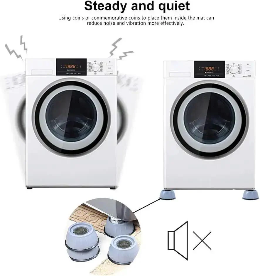 Anti Vibration Pads For Washing Machine And Dryer Feet Beefed Up Shock Absorbing And Noise Reducing Stabilizers Non Slip Rubber Feet For Washer Or Dryer Durable Resin And TPU Construction Keeps Appliances Level And Quiet - Image 7