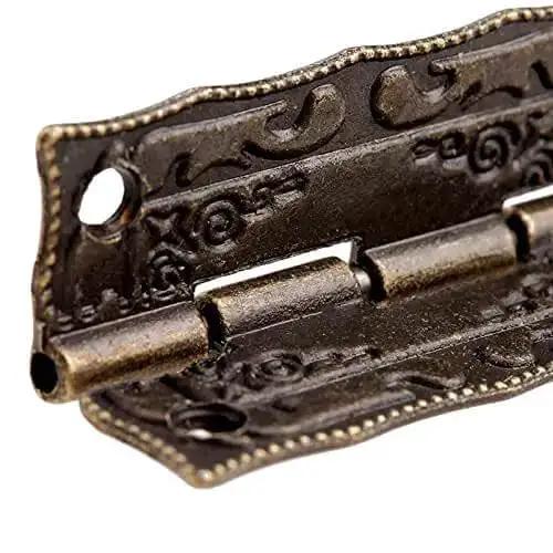 Antique Bronze Iron Hinge Set 36x23mm 10 Pieces Vintage Flower Pattern Decorative Hardware For Jewelry Boxes Cabinets Dressers And Furniture Built Tough Zinc Finish Easy To Install - Image 5