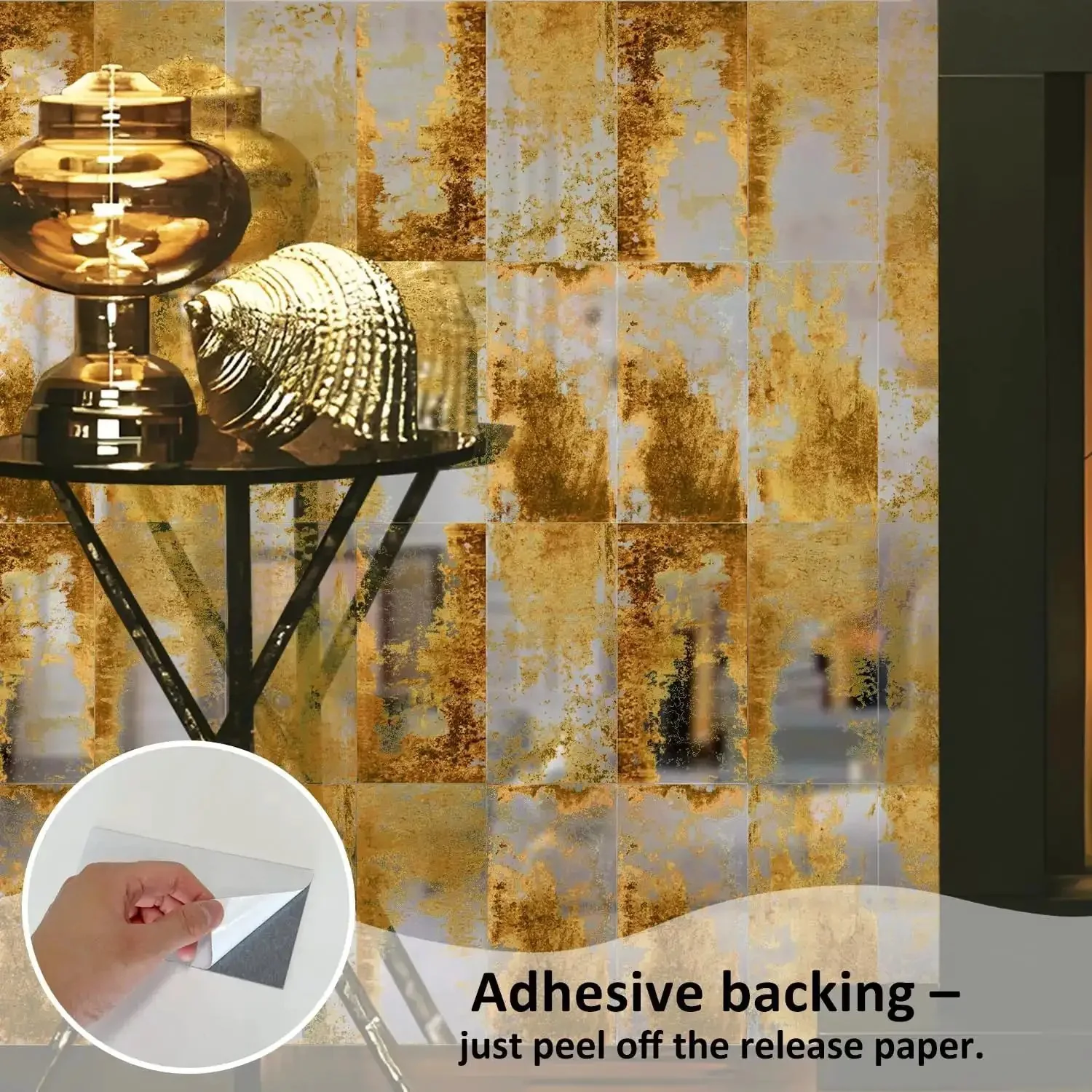 Antique Mirror Effect Peel And Stick Wall Panels Set Of 35 In Gatsby Gold Brown Acrylic For Rustic Modern Decor With Vintage Charm And Shatter Resistant Build Each Panel Measures 2.9 By 5.9 Inches - Image 7
