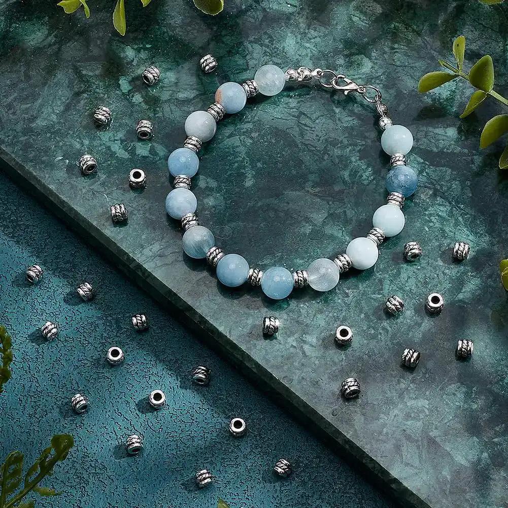 Antique Silver Tube Spacer Beads 300 Pcs Tibetan Zinc Alloy 4x5mm With 2.2mm Hole For Bracelet Necklace Earrings Jewelry Making Dope Retro DIY Craft Supplies - Image 3