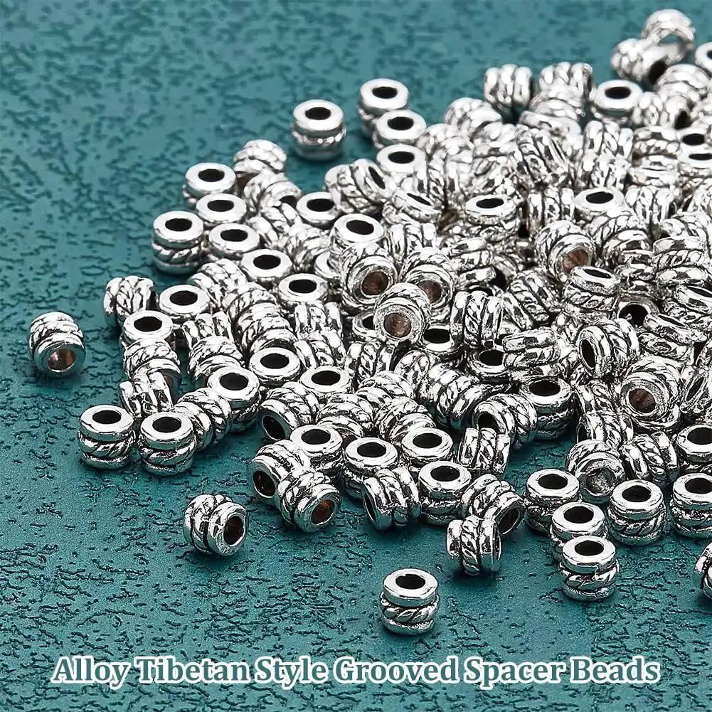 Antique Silver Tube Spacer Beads 300 Pcs Tibetan Zinc Alloy 4x5mm With 2.2mm Hole For Bracelet Necklace Earrings Jewelry Making Dope Retro DIY Craft Supplies - Image 4