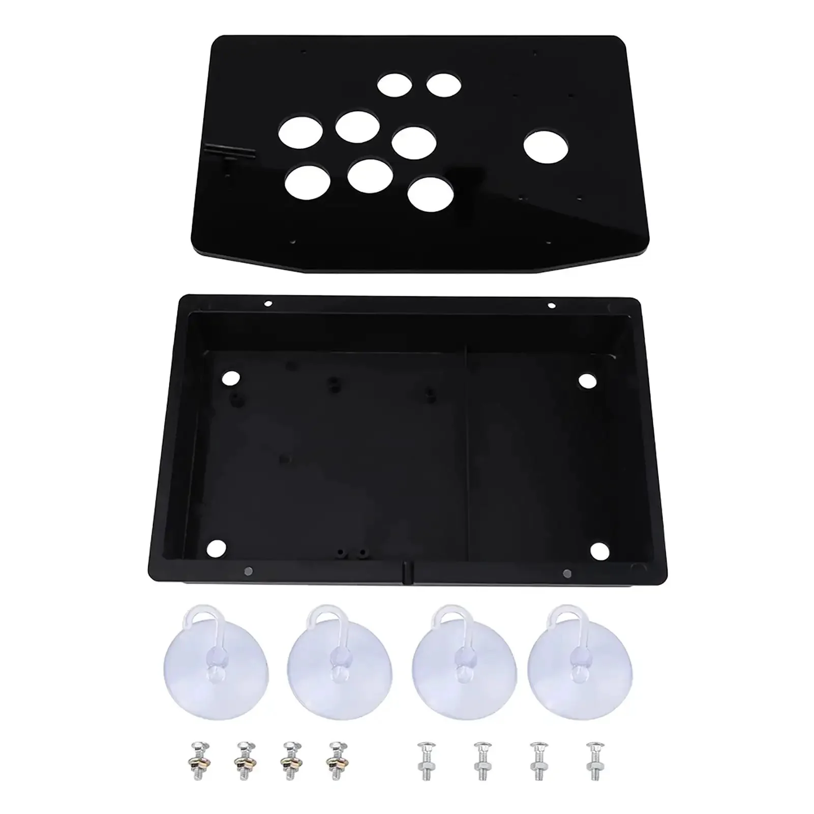 Arcade Cabinet Kit With Black Acrylic Panel And Case DIY Set Build Your Own Arcade Controller Box Replacement For Arcade Games Includes Screws Silicone Feet Plastic Box And Function Hole Layout For Start Coin And Buttons - Image 4