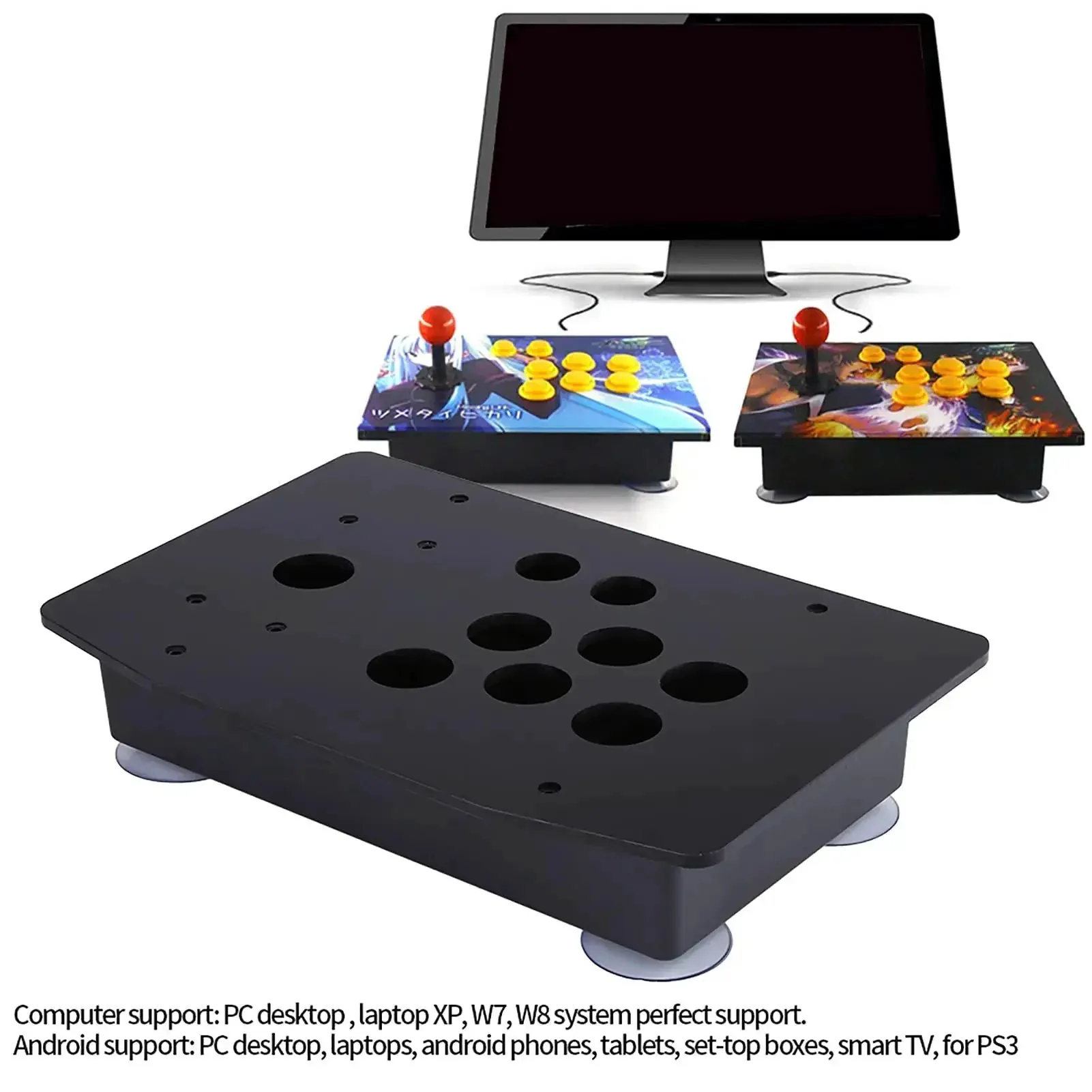 Arcade Cabinet Kit With Black Acrylic Panel And Case DIY Set Build Your Own Arcade Controller Box Replacement For Arcade Games Includes Screws Silicone Feet Plastic Box And Function Hole Layout For Start Coin And Buttons - Image 7