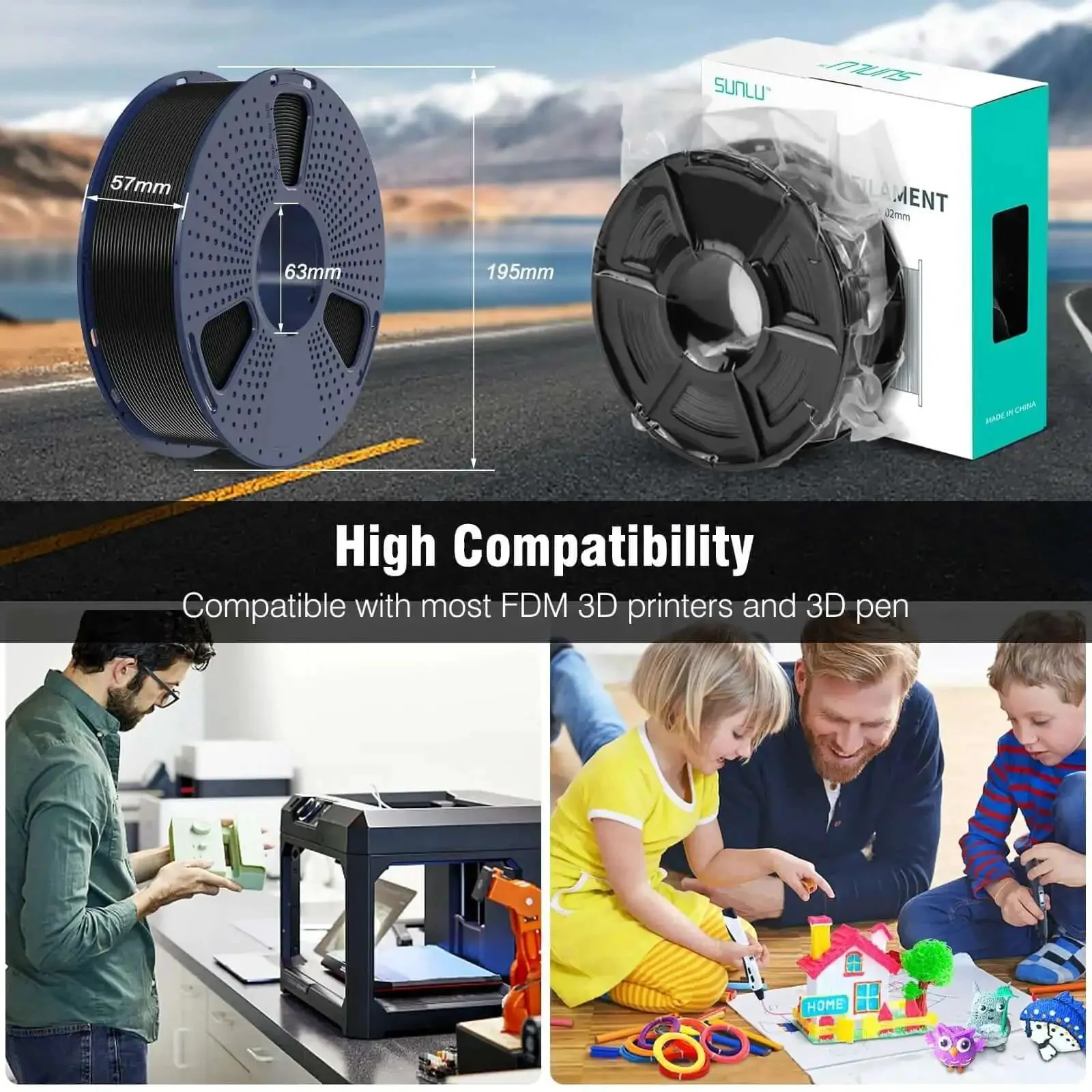 ASA 3D Printer Filament 1.75mm Black 1kg Spool UV Rain And Heat Resistant For Outdoor Functional Parts Built To Last Tougher Than PLA And ABS Smooth Print No Clogs Easy To Use Great For Mechanical Projects - Image 3