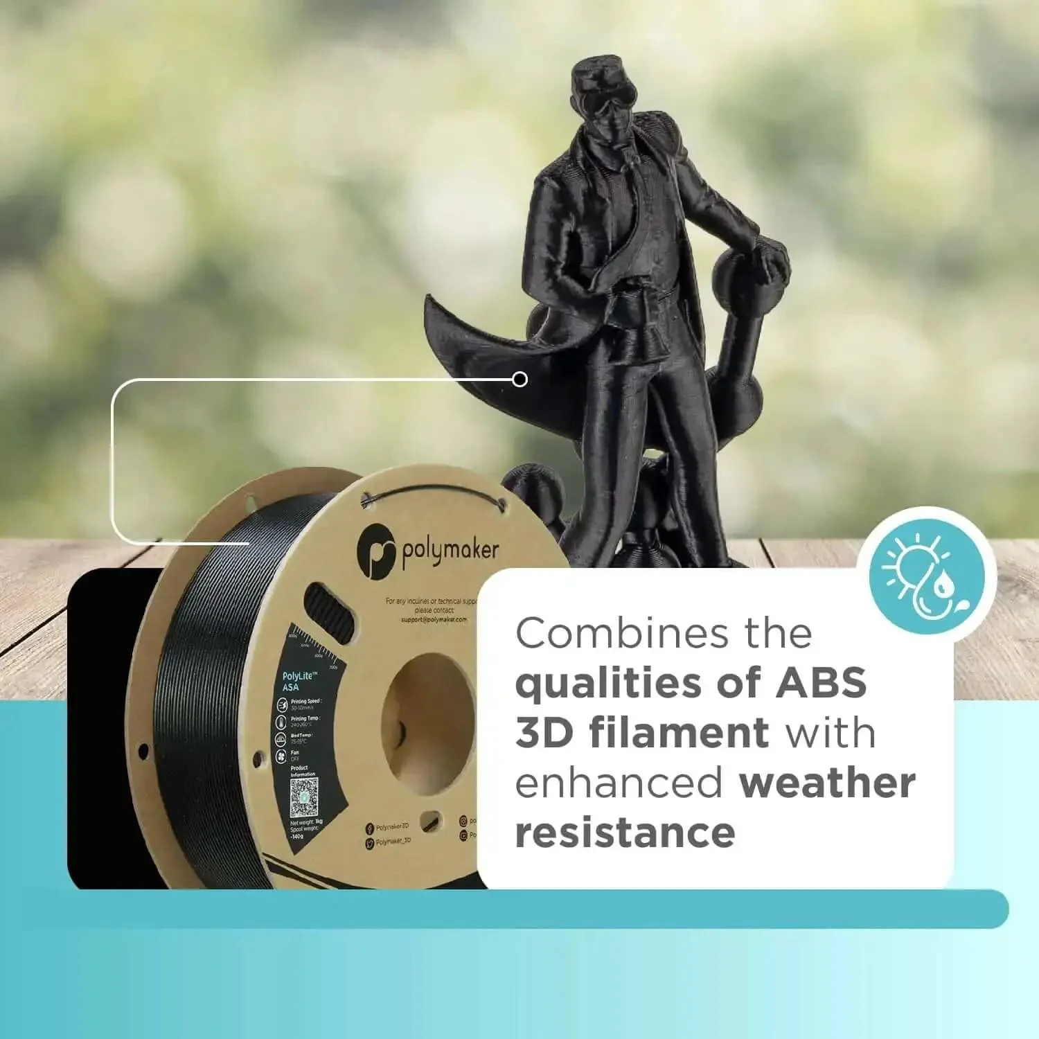 ASA 3D Printing Filament 1.75mm Black 1kg Dope Weather Resistant And UV Safe Outdoor Grade For Durable Parts High Heat Resistance For Outdoor RC Planes Car Accessories And Functional Projects - Image 8