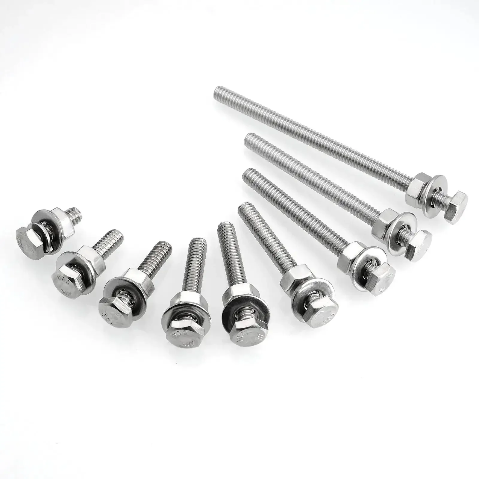 Assorted Quarter Inch By Twenty Hex Head Bolts With Nuts And Washers Set Fully Threaded Four Inch Length 304 Stainless Steel 18 8 Includes Flat And Lock Washers Grab This Solid Pick For Home Projects Furniture Fixes And Light Industrial Jobs - Image 2
