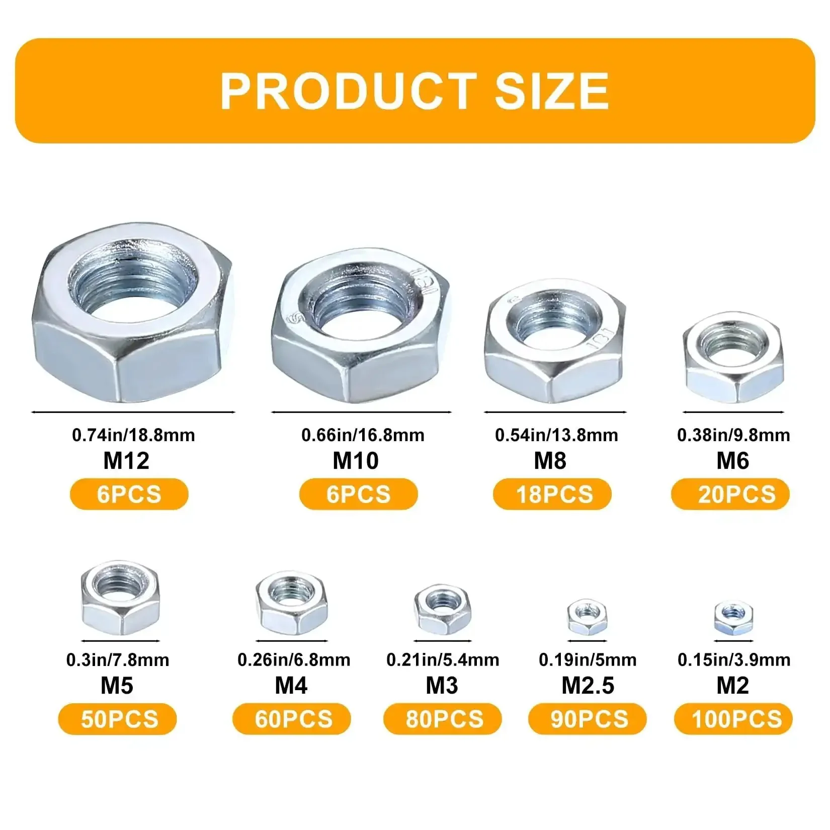 Assorted Stainless Steel Hex Nuts Kit With 430 Pieces, Coarse Thread Nut Set For Bolts, Metric M2 To M12, Durable Corrosion Resistant Hardware Fasteners For Industrial Projects, Heavy Duty Build And Pro Grade Value - Image 7