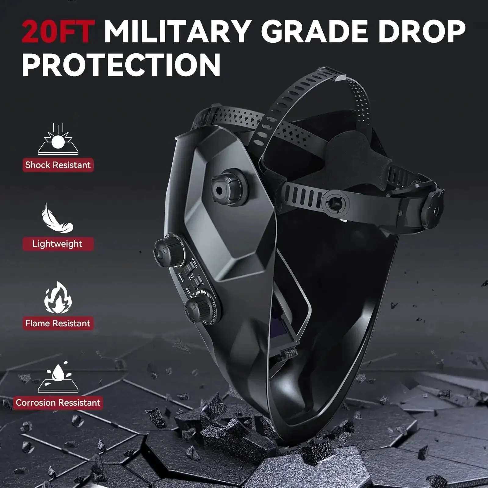Auto Darkening Welding Helmet With Huge 3.94 By 3.66 Inch Viewing Screen True Color Hood Four Arc Sensors Solar Powered Workhorse Performance With Shade Range 4 To 13 Pro Grade ARC TIG MIG Welding Helmet For Pros - Image 3
