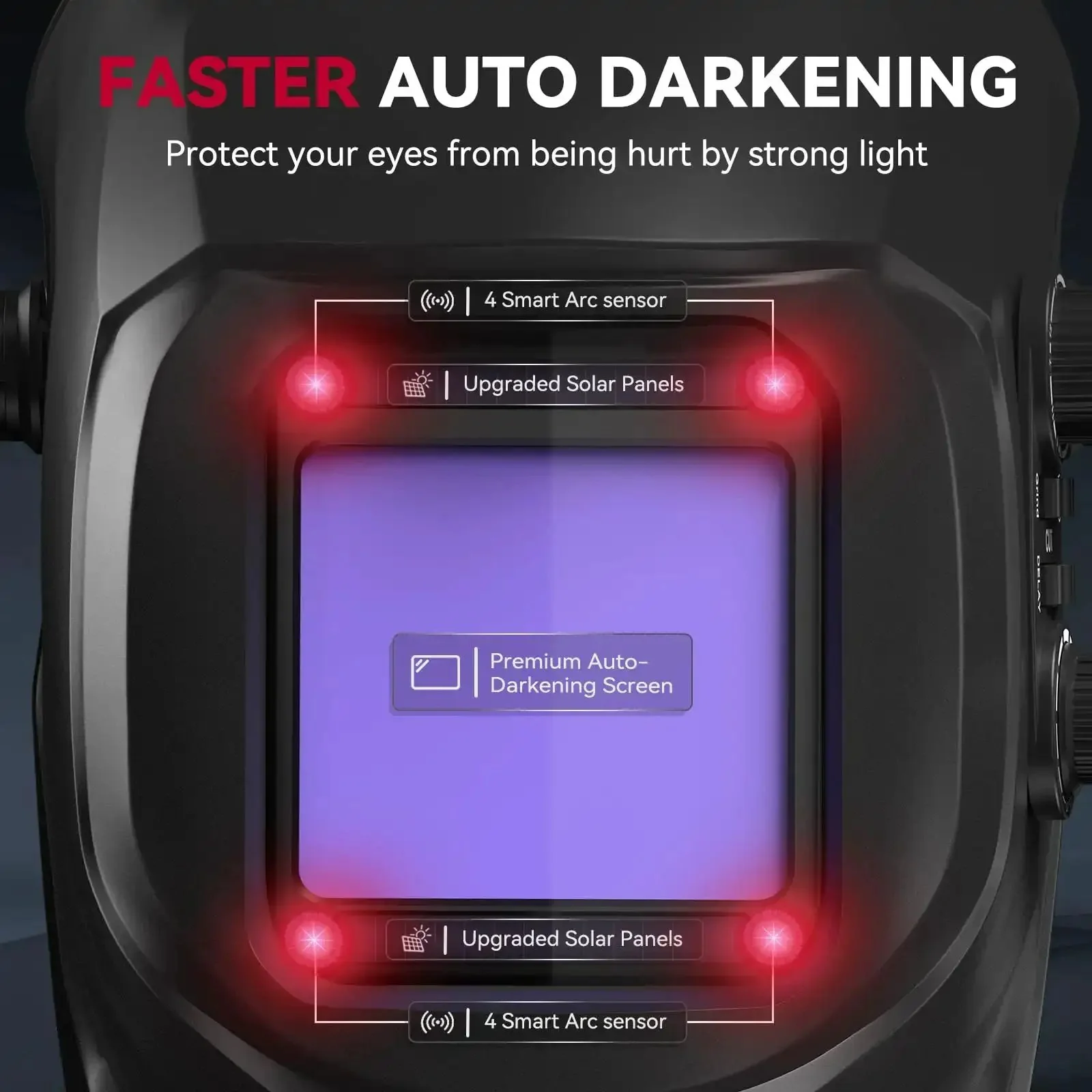 Auto Darkening Welding Helmet With Huge 3.94 By 3.66 Inch Viewing Screen True Color Hood Four Arc Sensors Solar Powered Workhorse Performance With Shade Range 4 To 13 Pro Grade ARC TIG MIG Welding Helmet For Pros - Image 7
