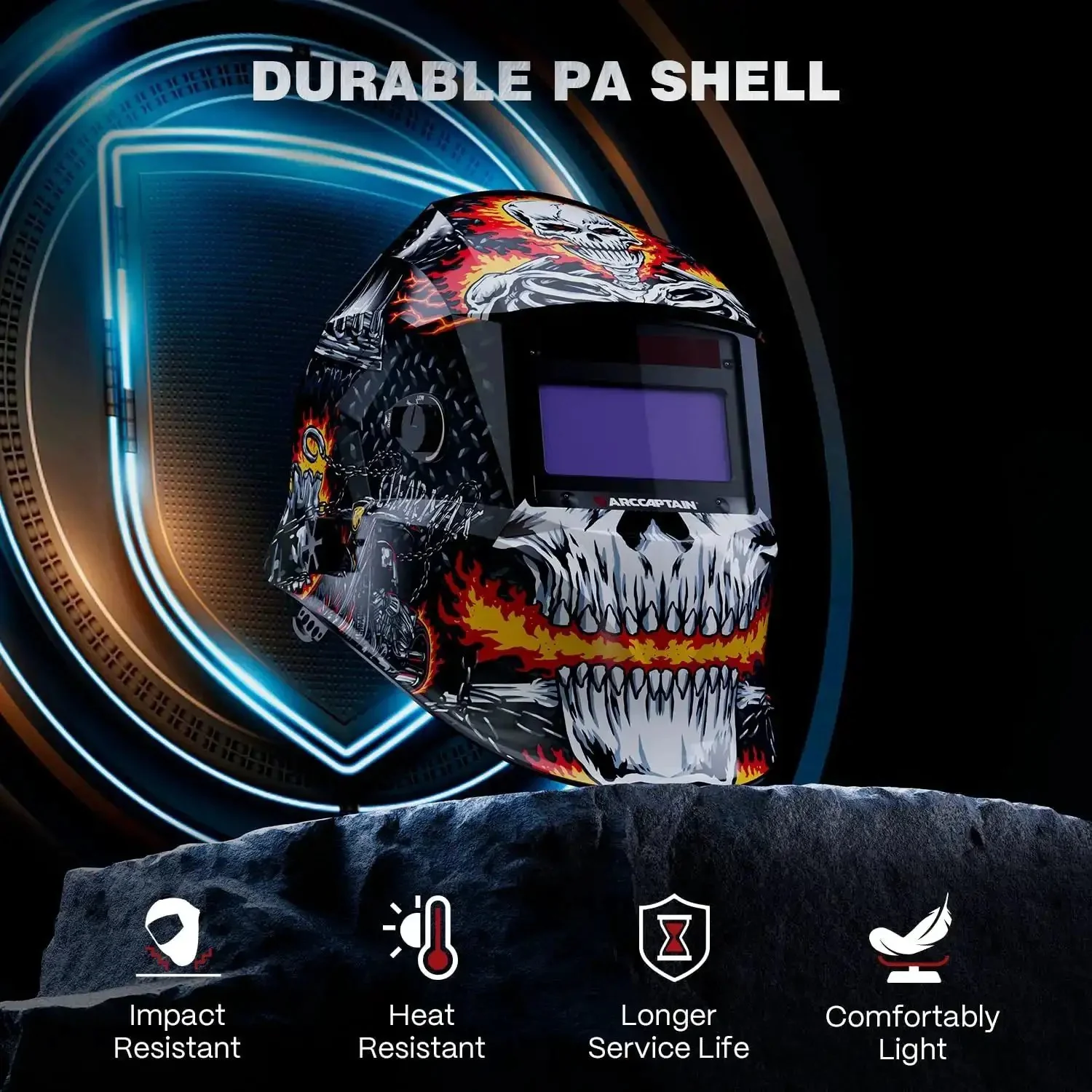 Auto Darkening Welding Helmet With True Color View, Four Arc Sensors, Lightning Fast One Twenty Five Thousandth Of A Second Response, Solar Powered Design, Adjustable Shade Range Four To Thirteen, Built For TIG MIG And ARC Welding HSH S800 - Image 8