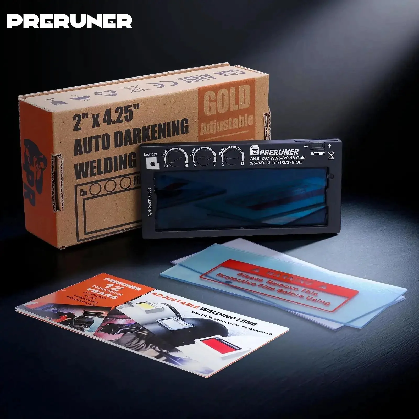 Auto Darkening Welding Lens With Gold Coating And Cool Blue Puddle View Shade Range Five To Thirteen Dual Sensors 0.01 Millisecond Darkening Sensitivity And Delay Adjustable Safe Eye Protection For Pro Welders - Image 4
