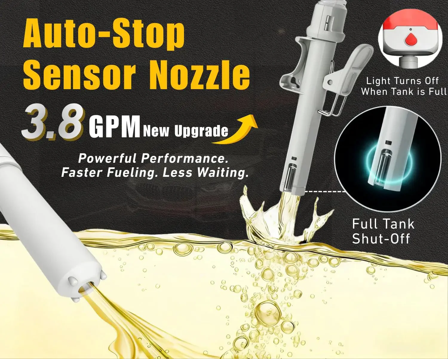 Auto Stop Fuel Transfer Pump With 3.8 GPM Cordless Pump Powered By Battery Or USB Gas Can Portable Electric Refuel Kit On The Go With 51 Inch Hose And 4 Adapters For Gasoline Diesel Oil Spill Free Refueling - Image 8