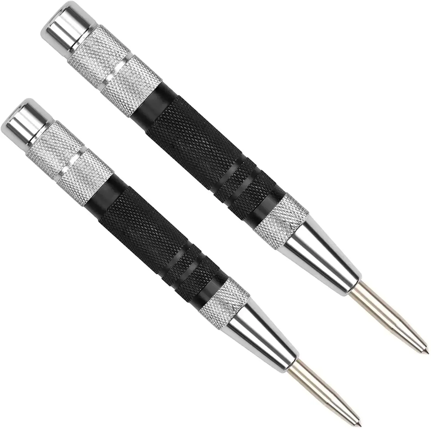 Automatic Center Punch Beefy 6 Inch Spring Loaded Center Hole Punch For Metal And Wood, Adjustable Tension, Hand Tool With Zippered Hard Shell Carry Case, Pack Of 2