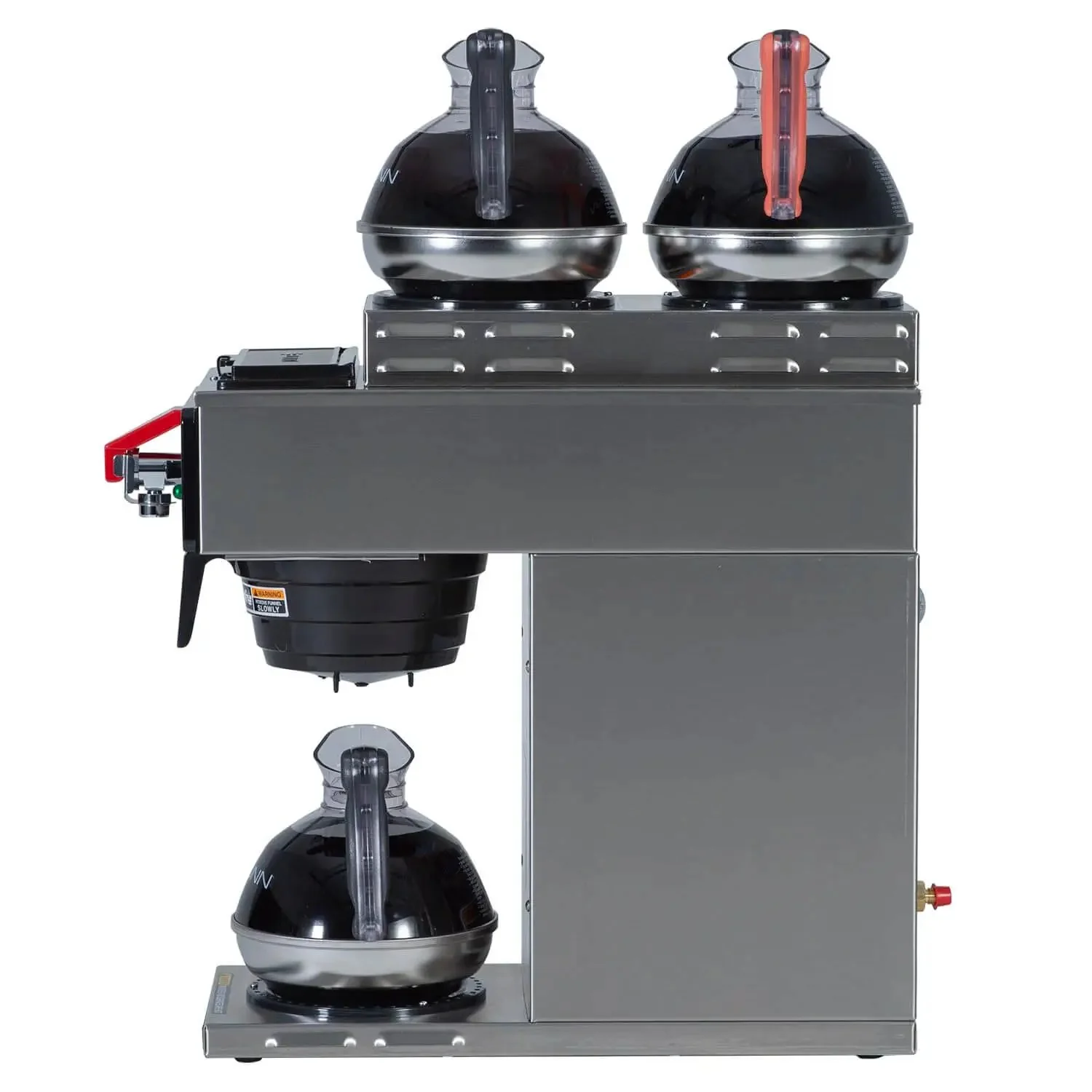 Automatic Commercial Coffee Brewer With Three Warmers And Back Up Pourover Plumbed Water Line SplashGard Funnel Hot Water Faucet All Stainless Steel Designed And Assembled In The USA Decanters Not Included - Image 3