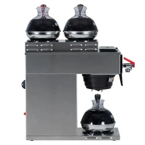 Automatic Commercial Coffee Brewer With Three Warmers And Back Up Pourover Plumbed Water Line SplashGard Funnel Hot Water Faucet All Stainless Steel Designed And Assembled In The USA Decanters Not Included - Image 5