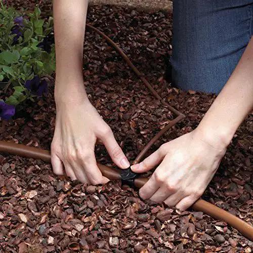 Automatic Drip Irrigation Kit With Timer For Ground Cover And Flower Beds, Waters Up To 200 Sq Ft, Customizable Settings, 13 GPH Half Circle Sprayers, Easy Three Step Install, Durable Black Galvanized Steel Brown Finish - Image 2