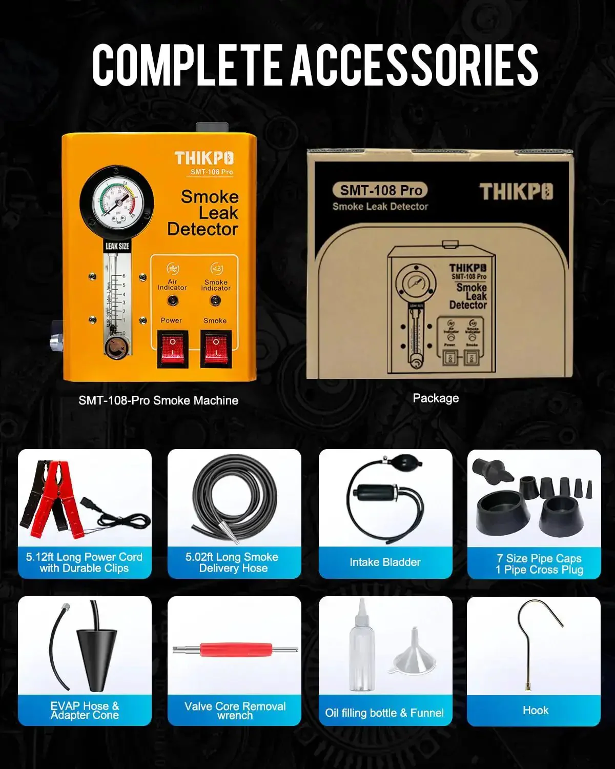 Automotive Smoke Machine With Built In Air Compressor, Pro Level Smoke Leak Detector For Cars, Diagnostic Leak Tester For EVAP, Vacuum, Fuel And More Leaks, Portable And Easy To Use For Mechanics - Image 2