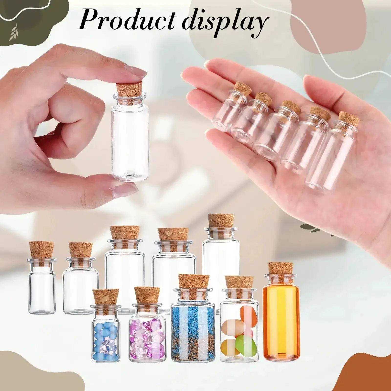 Awesome 25 Pack Mini Plastic Bottles With Cork Stoppers And Eye Screws, Includes 32.8 Ft Rope And 5 Funnels For Sand Art Jars, Wishing Vials, DIY Crafts, Party Favors, Empty Clear Bottles - Image 4