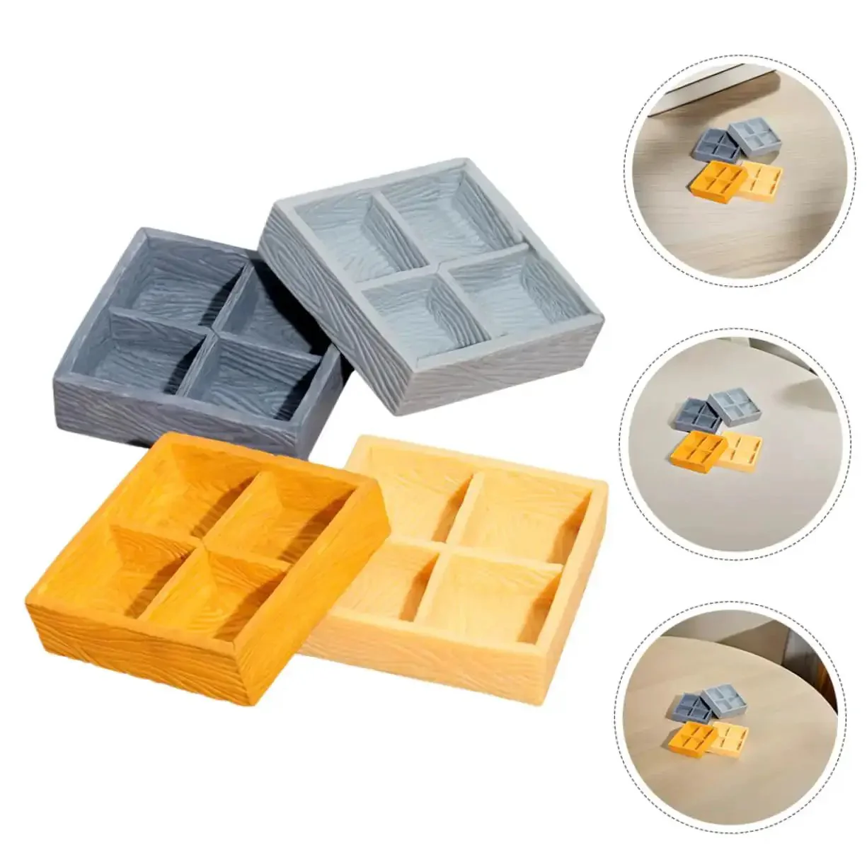 Awesome Four Grid Miniature Dollhouse Storage Box Set For Candy, Nuts, And Tiny Accessories, Realistic Resin Compartments For Micro Landscape Decor, Portable And Versatile Tiny Boxes For Home, Office, And Craft Projects - Image 3