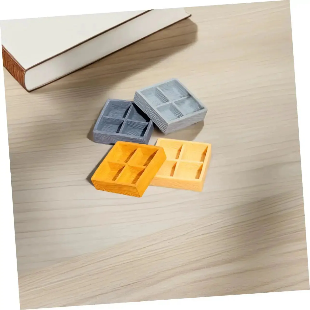 Awesome Four Grid Miniature Dollhouse Storage Box Set For Candy, Nuts, And Tiny Accessories, Realistic Resin Compartments For Micro Landscape Decor, Portable And Versatile Tiny Boxes For Home, Office, And Craft Projects - Image 6