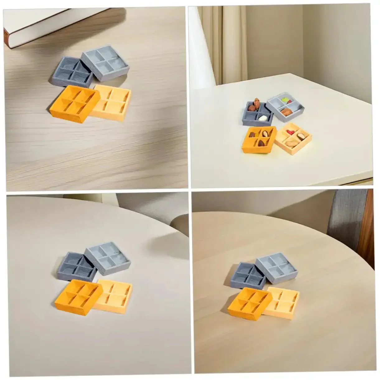 Awesome Four Grid Miniature Dollhouse Storage Box Set For Candy, Nuts, And Tiny Accessories, Realistic Resin Compartments For Micro Landscape Decor, Portable And Versatile Tiny Boxes For Home, Office, And Craft Projects - Image 8